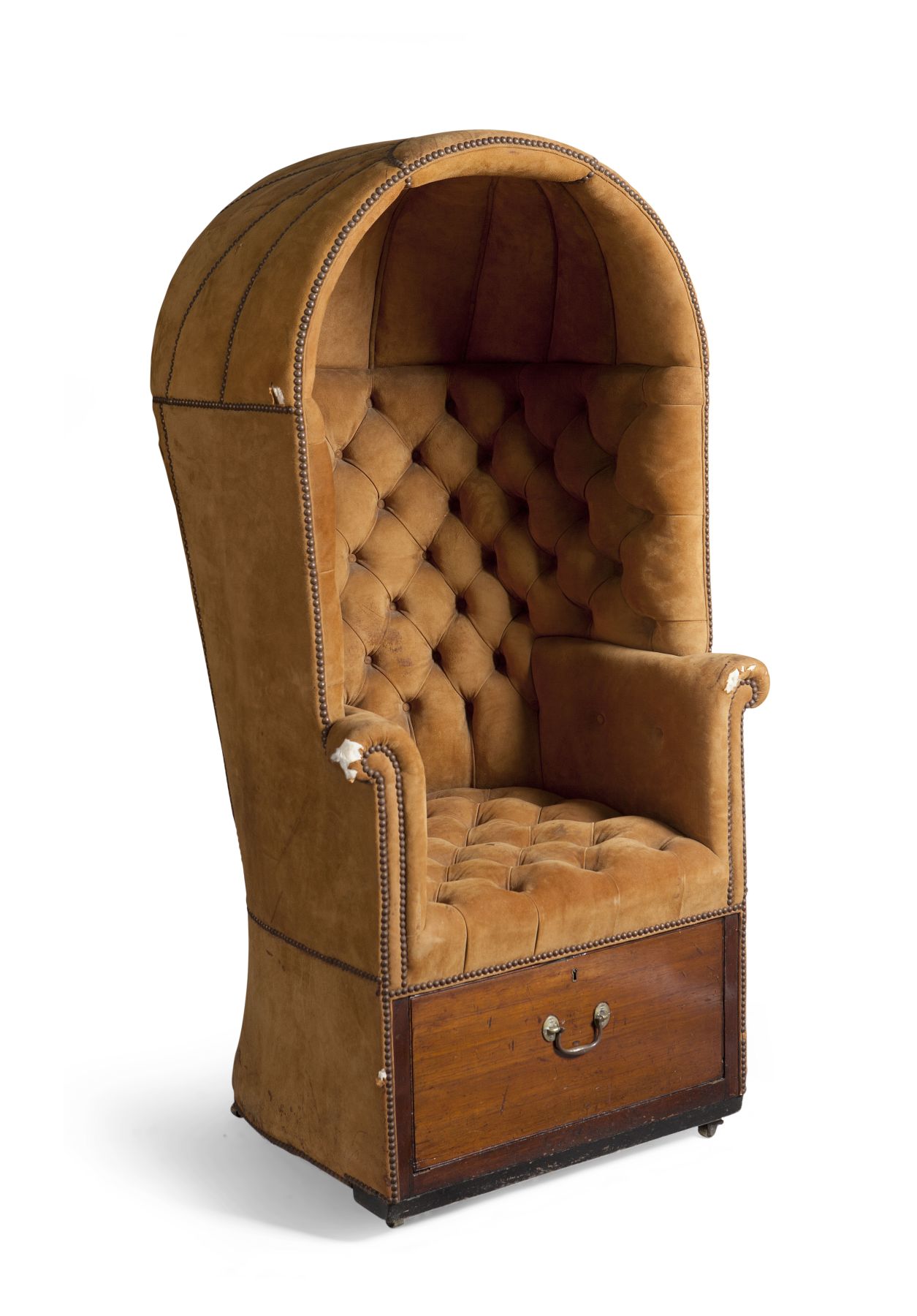 REGENCY MAHOGANY AND UPHOLSTERED PORTER'S CHAIR