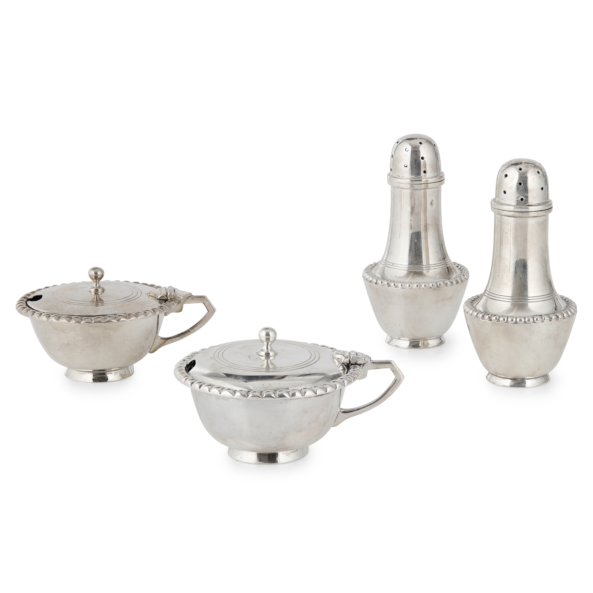 A MATCHED FOUR PIECE TRAPRAIN REPRODUCTION CRUET