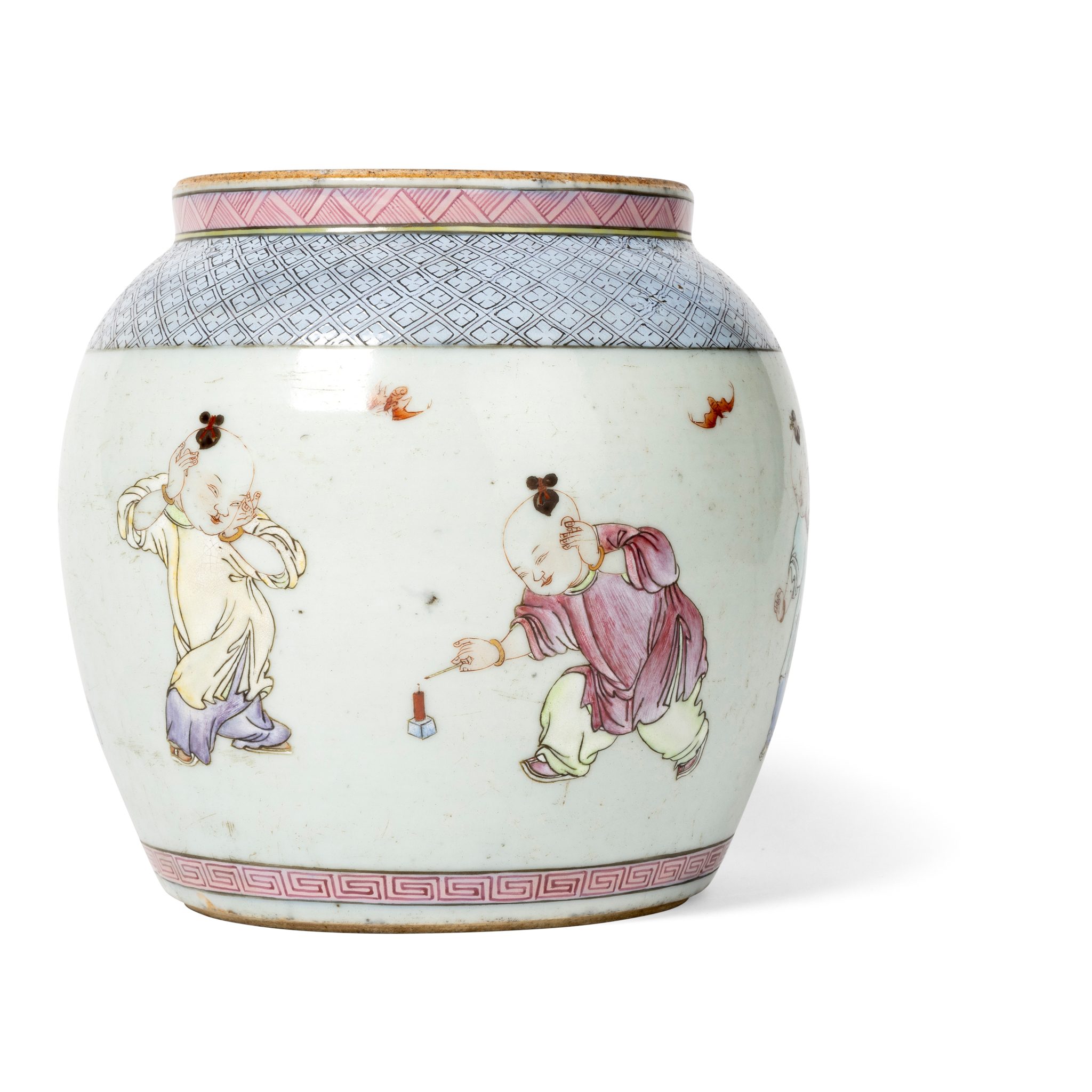 CHINESE FAMILLE ROSE 'BOYS AT PLAY' JAR
