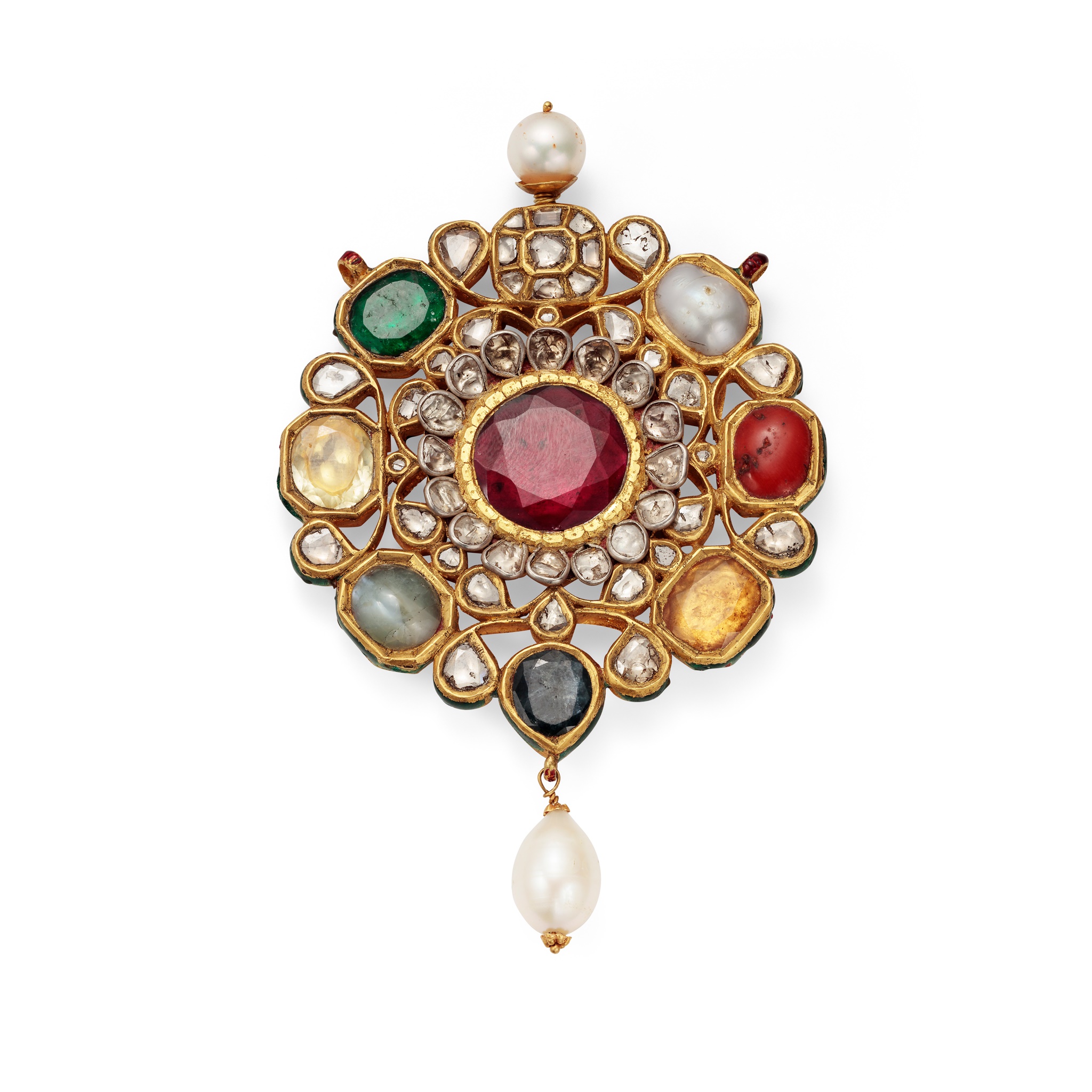 An Indian gem-set Navaratna pendant