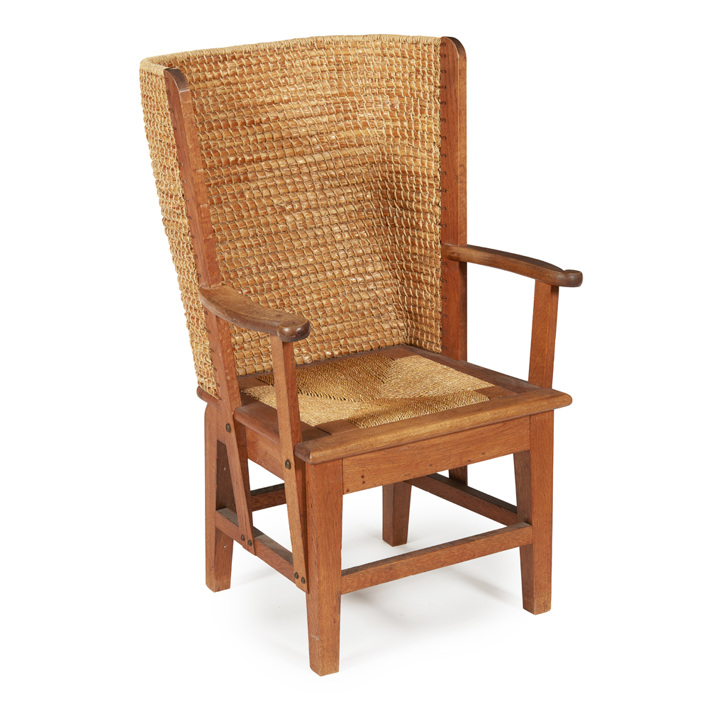 A SCOTTISH CHILD'S OAK-FRAMED ORKNEY CHAIR