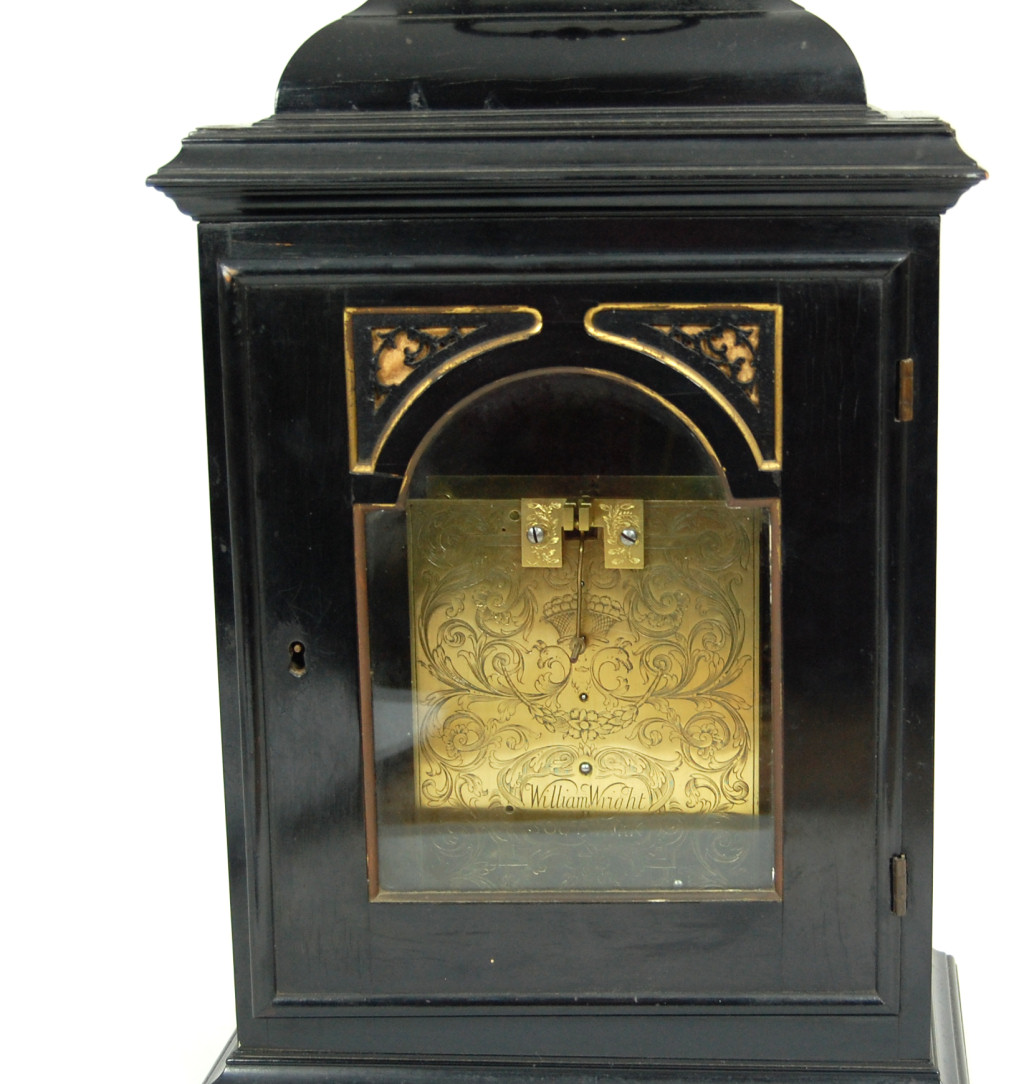 GEORGE III EBONISED BRACKET CLOCK