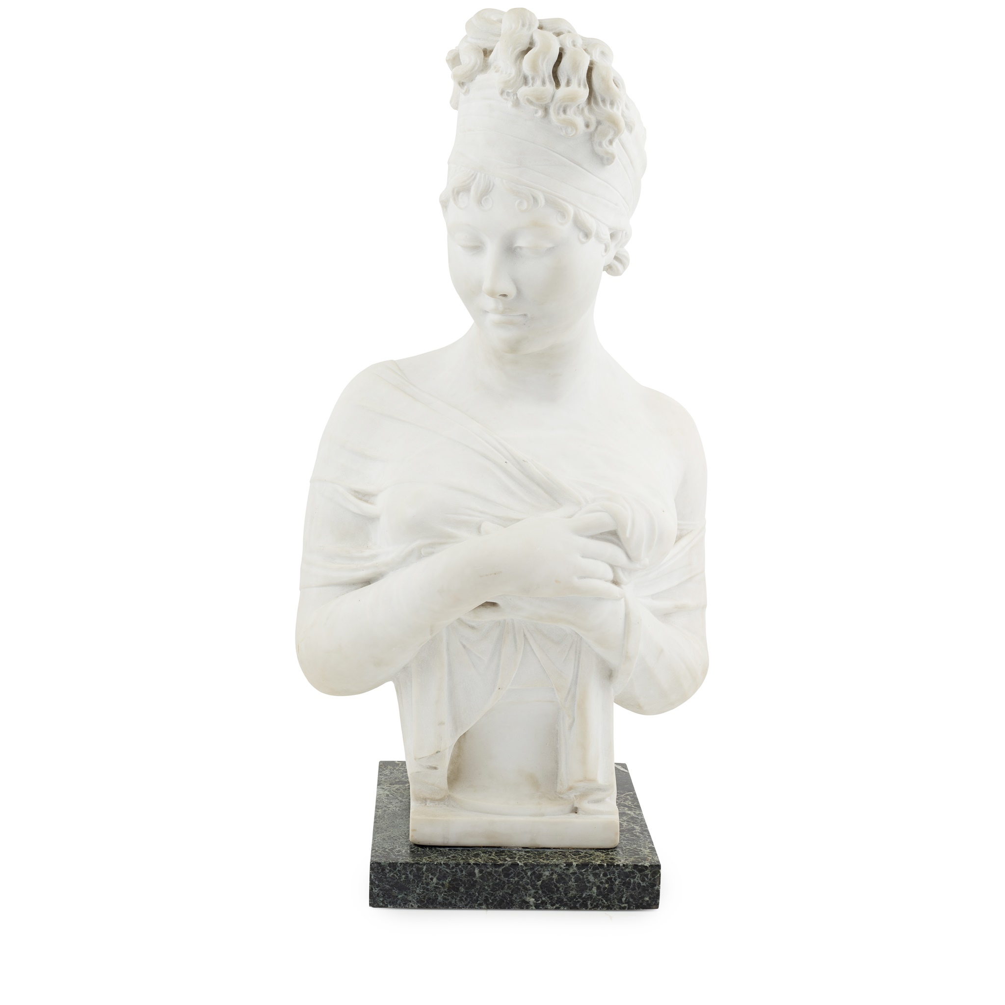 WHITE MARBLE BUST OF MADAME RECAMIER, AFTER CHINARD