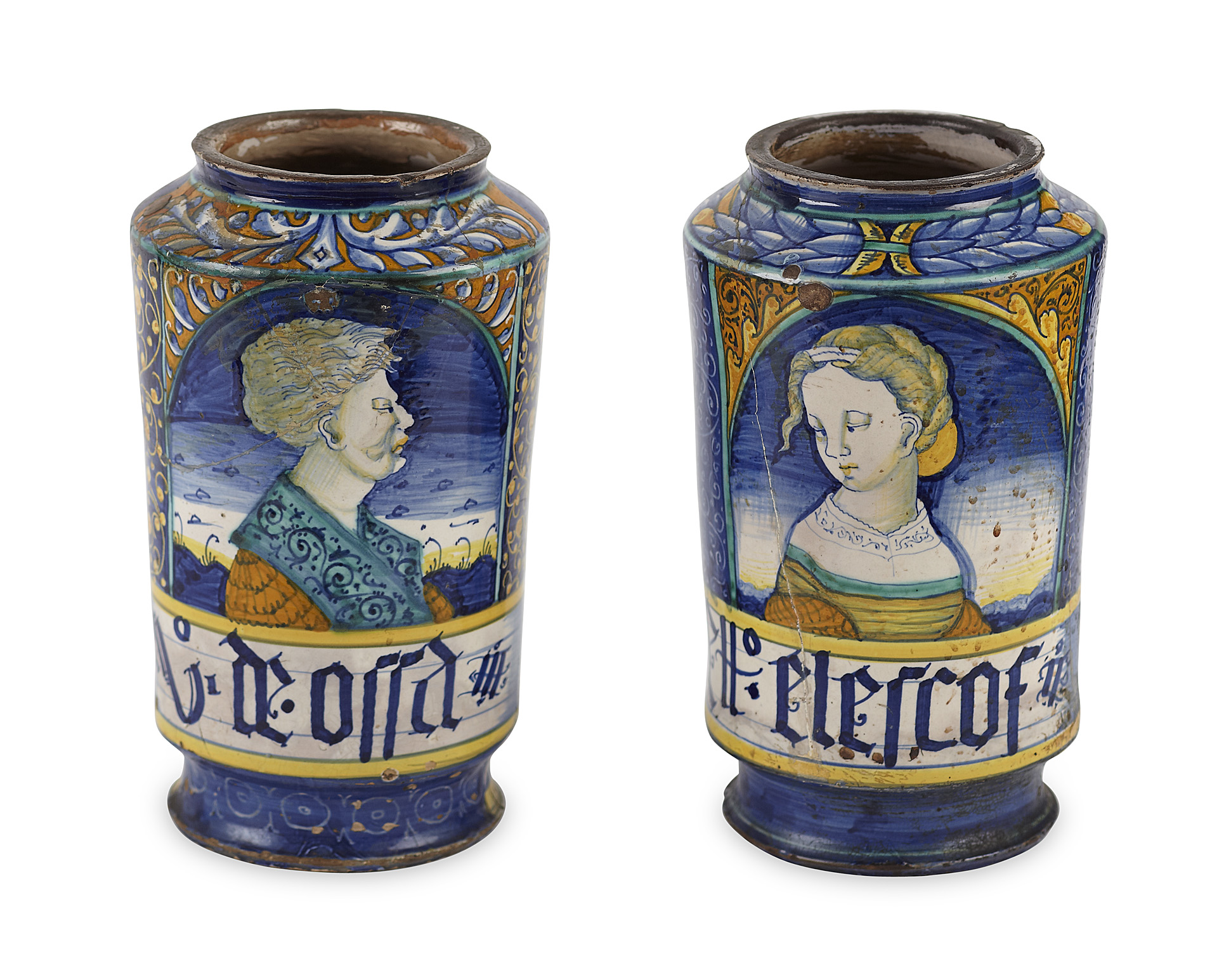 TWO ITALIAN MAIOLICA ALBARELLI