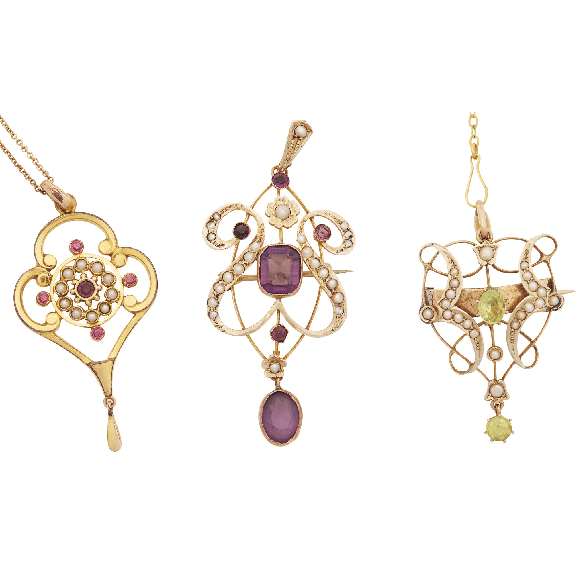 A collection of Belle Époque pendants