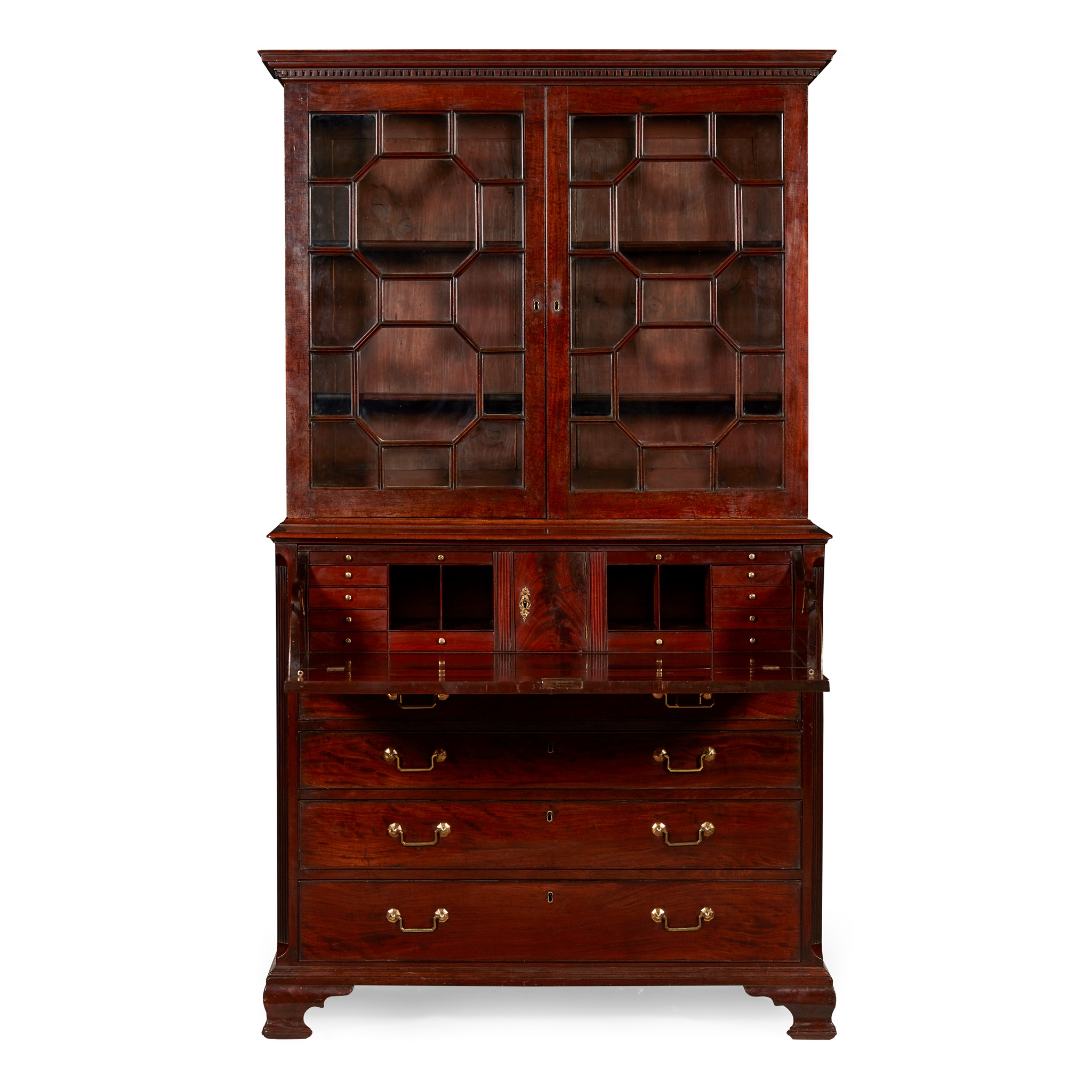 EARLY GEORGE III MAHOGANY SECRETAIRE BOOKCASE