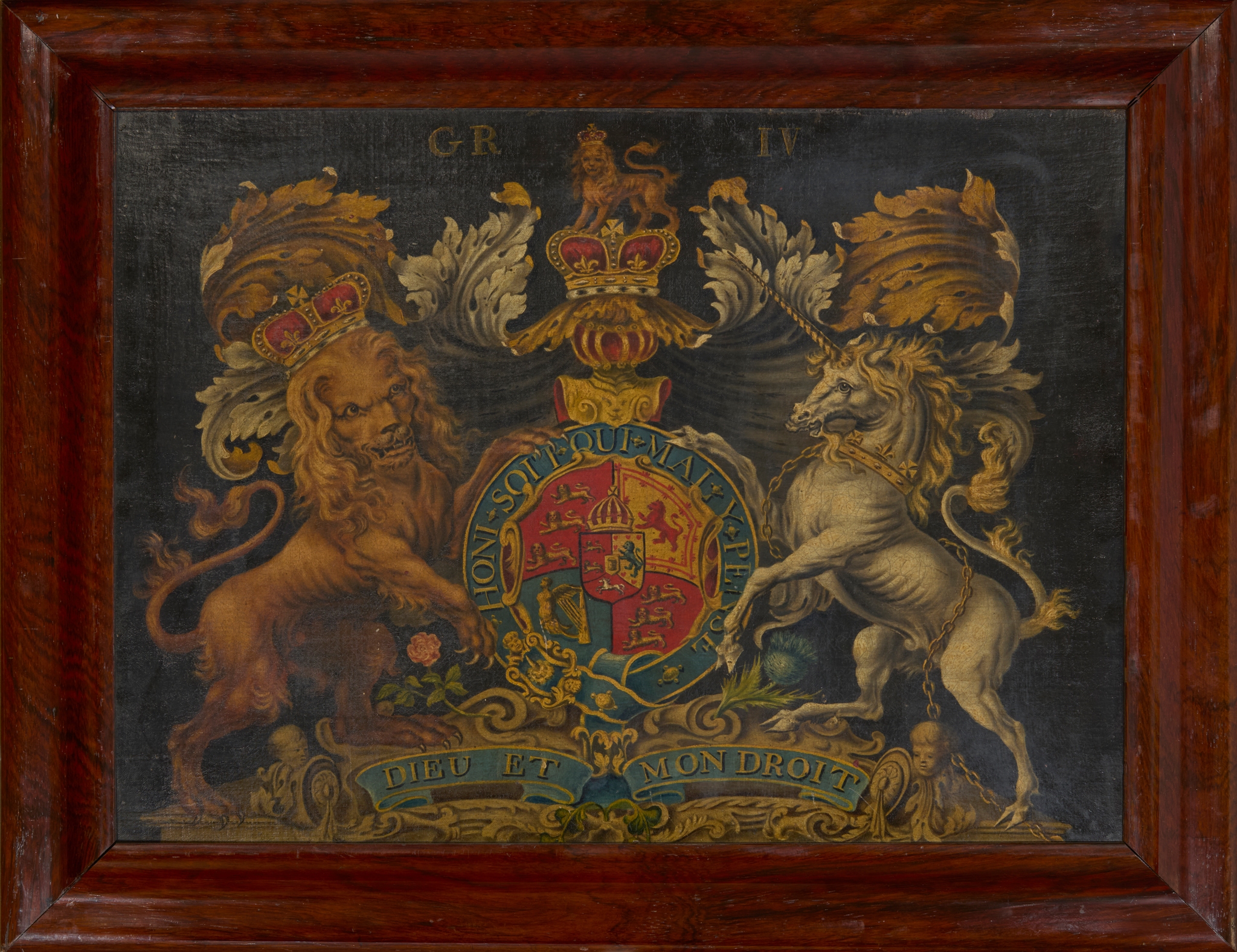 GEORGE IV PAINTED ROYAL COAT OF ARMS