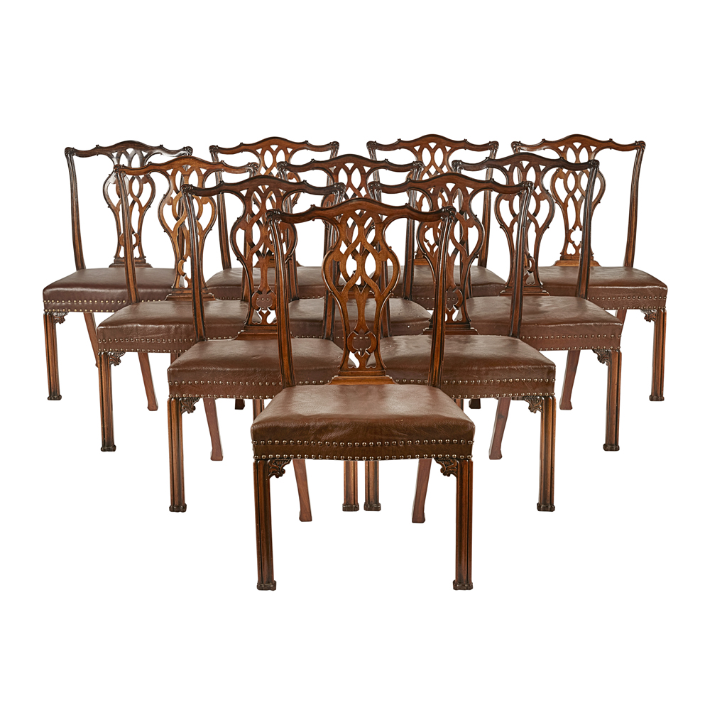 SET OF TWELVE GEORGIAN STYLE MAHOGANY DINING CHAIRS