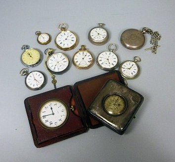 A mixed group of various pocket and travel watches to include