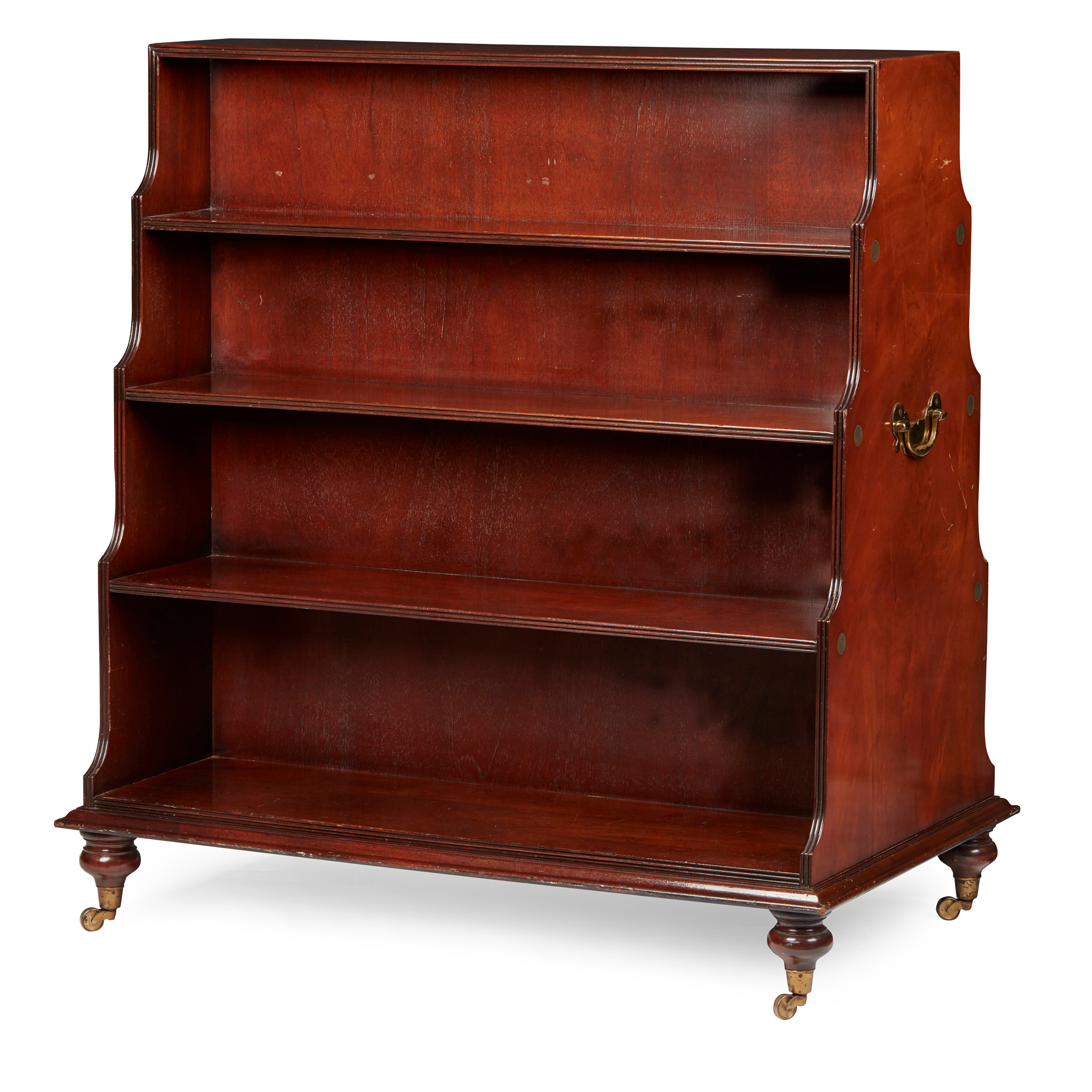 GEORGIAN STYLE MAHOGANY FREESTANDING WATERFALL BOOKCASE