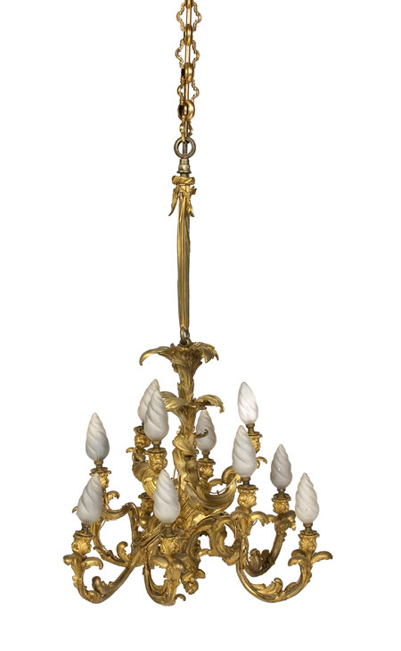 A 19th century ormolu twelve light chandelier