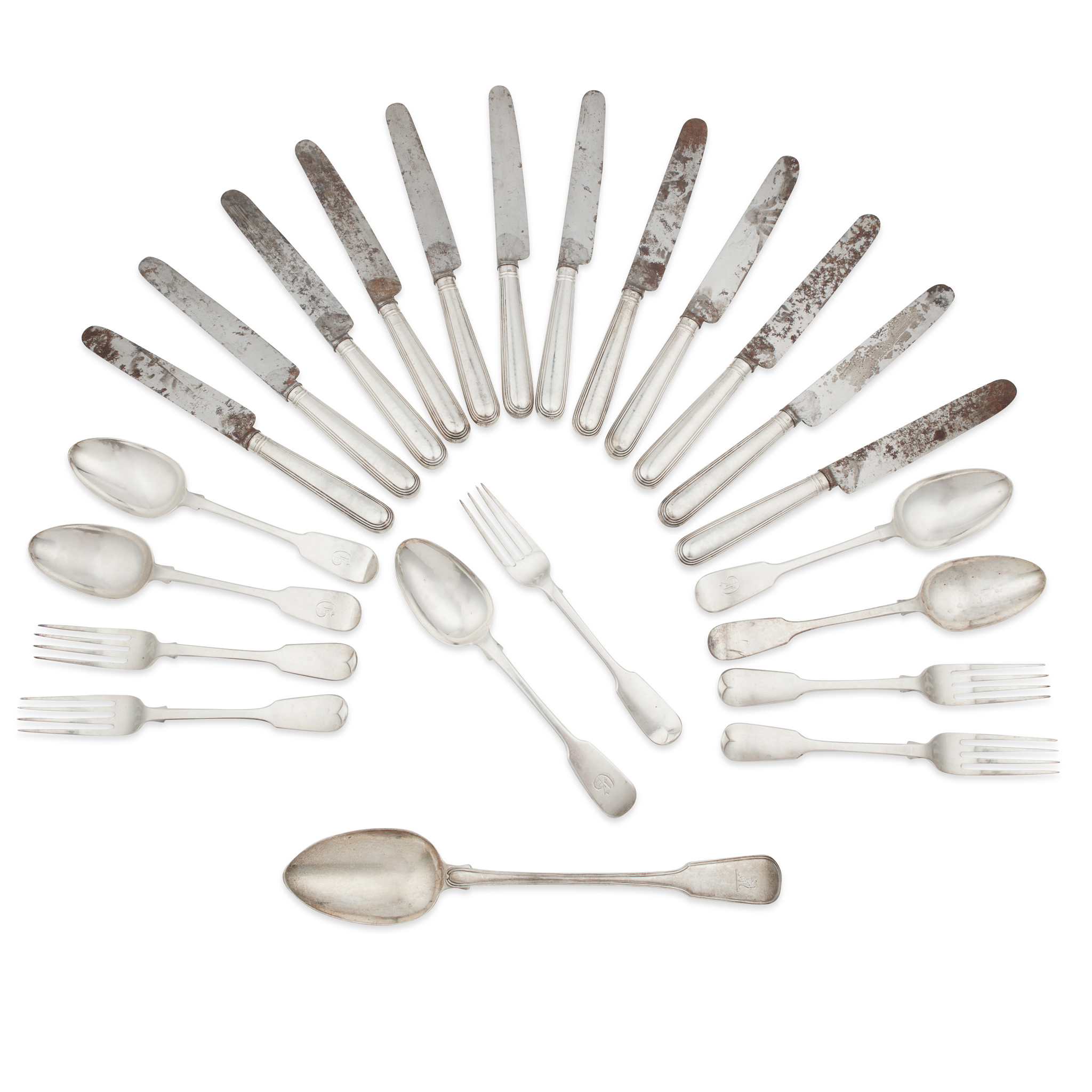 A collection of Fiddle pattern flatware