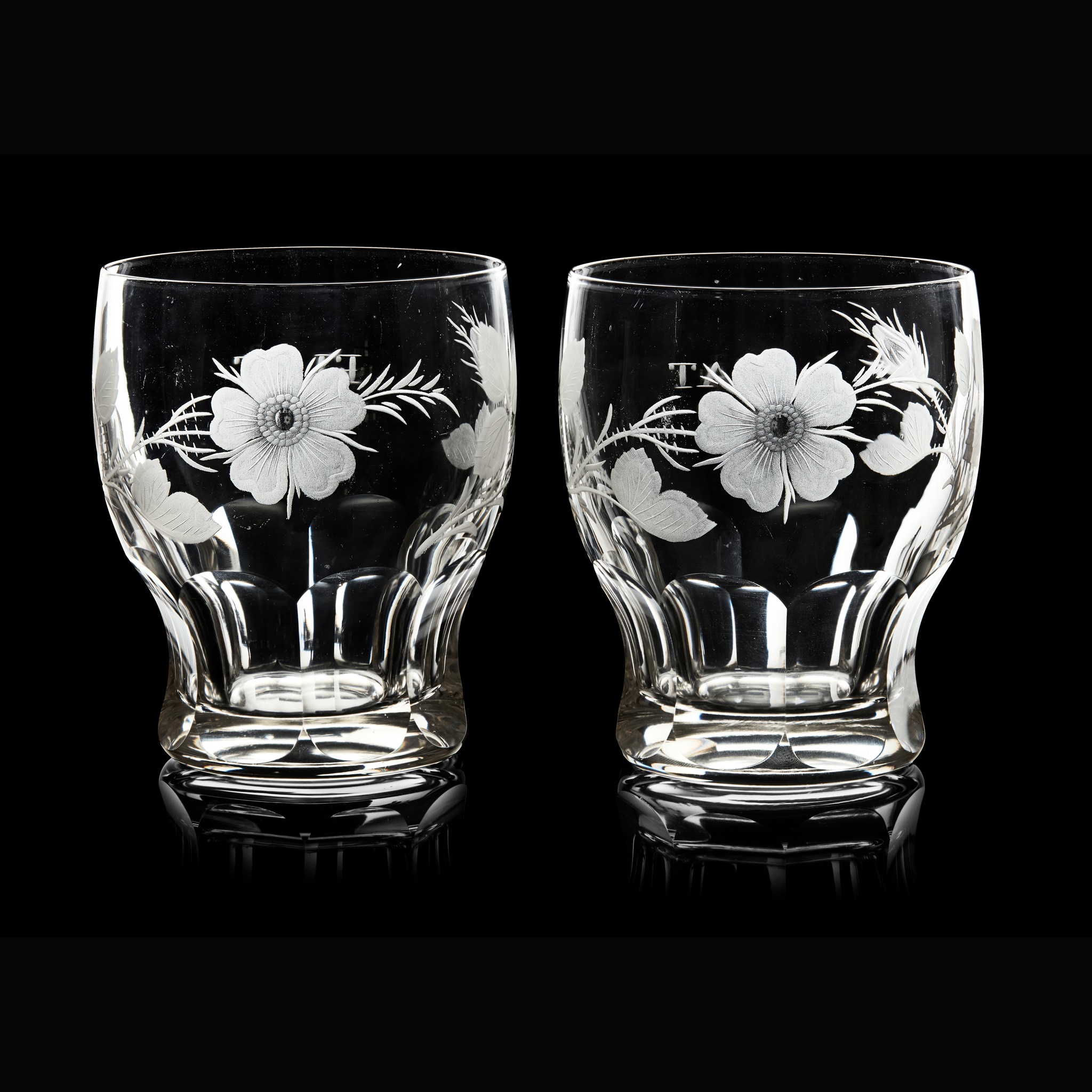AN UNUSUAL PAIR OF JACOBITE TUMBLERS