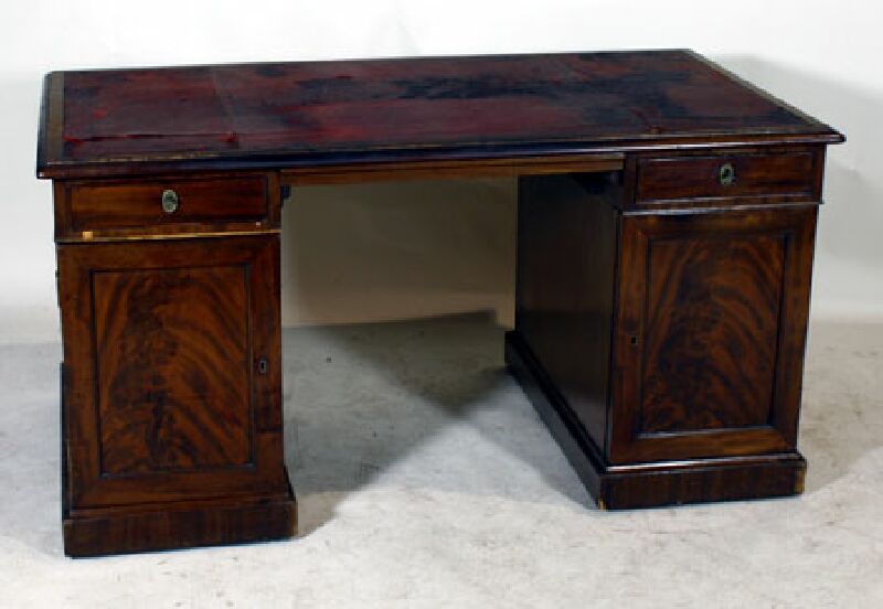 A 19th century mahogany pedestal desk