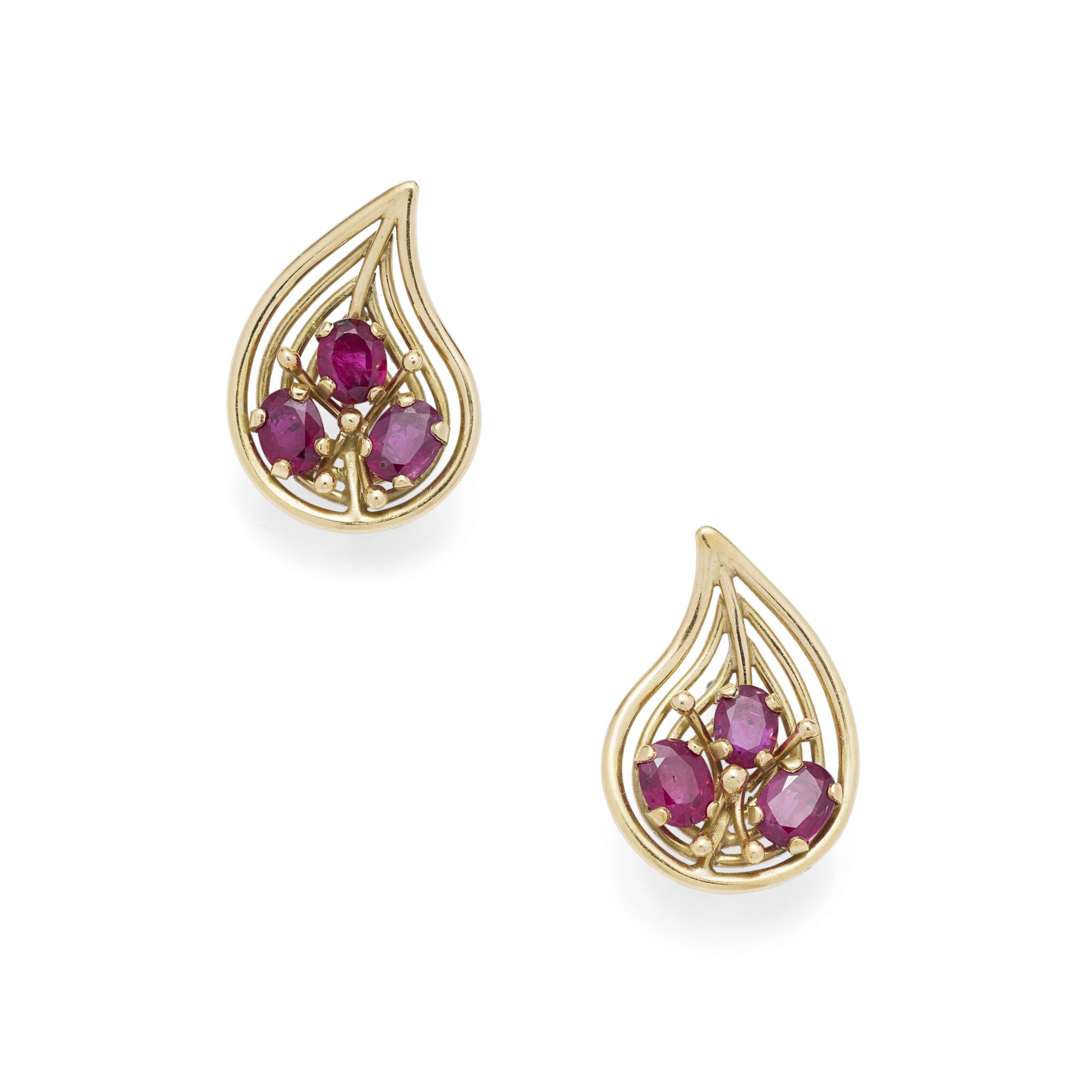 A pair of ruby earrings, by John Donald, 1992