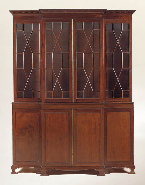 A 19th century mahogany breakfront bookcase,