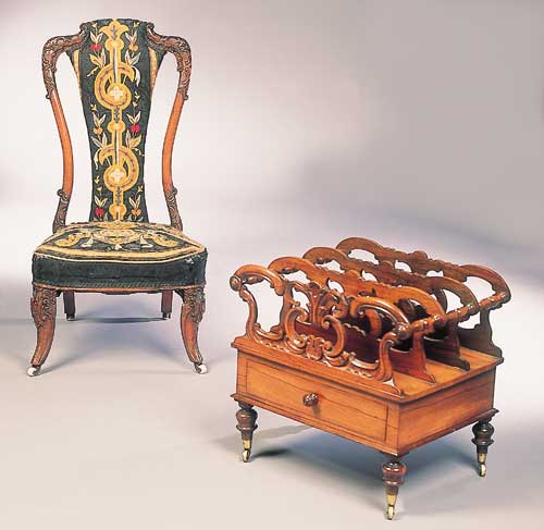 A Victorian walnut lady's chair