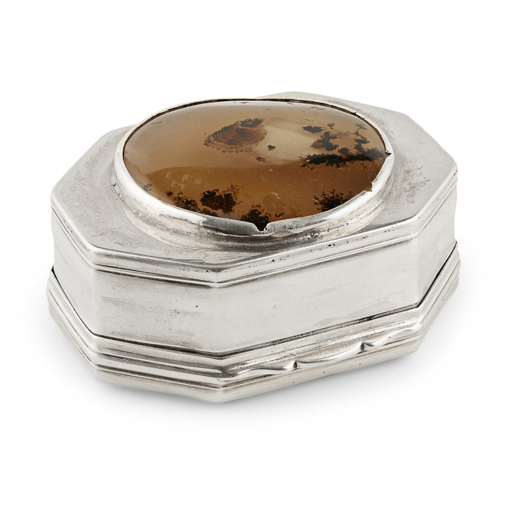 GLASGOW - A RARE SCOTTISH PROVINCIAL HARDSTONE MOUNTED SNUFF BOX