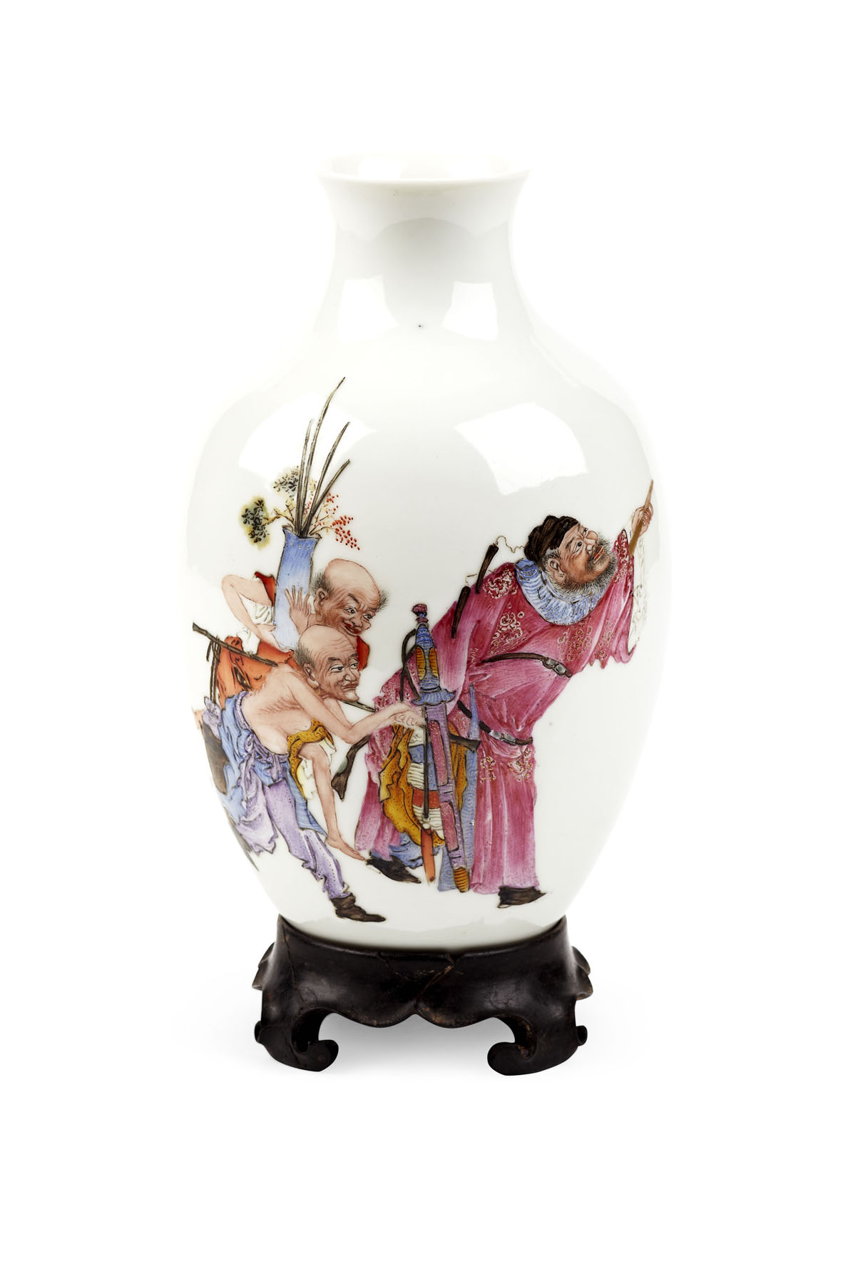 CHINESE HUNG-HSIEN FAMILLE ROSE SEMI-EGG SHELL PORCELAIN VASE