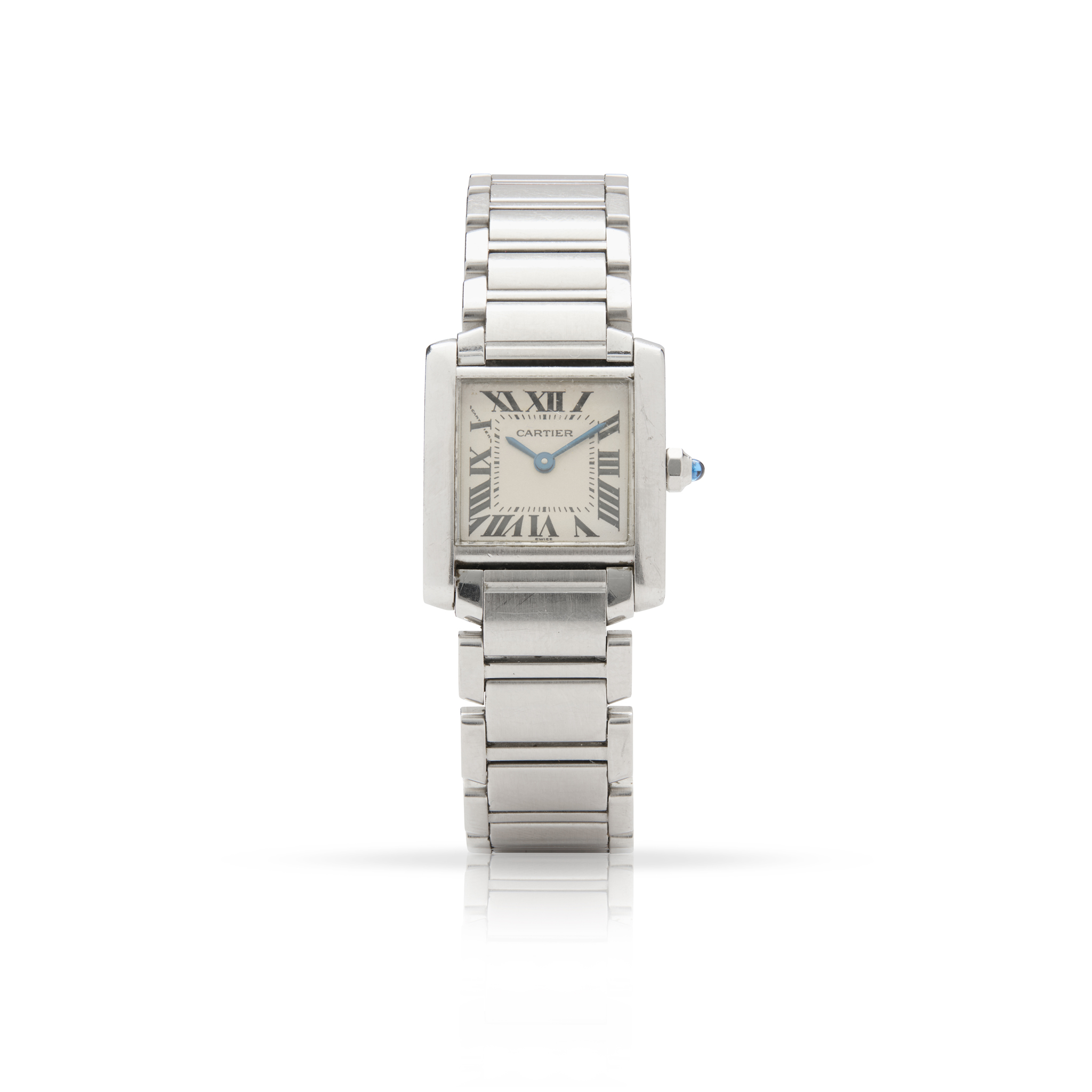 Cartier. A ladies stainless steel rectangular quartz bracelet watch