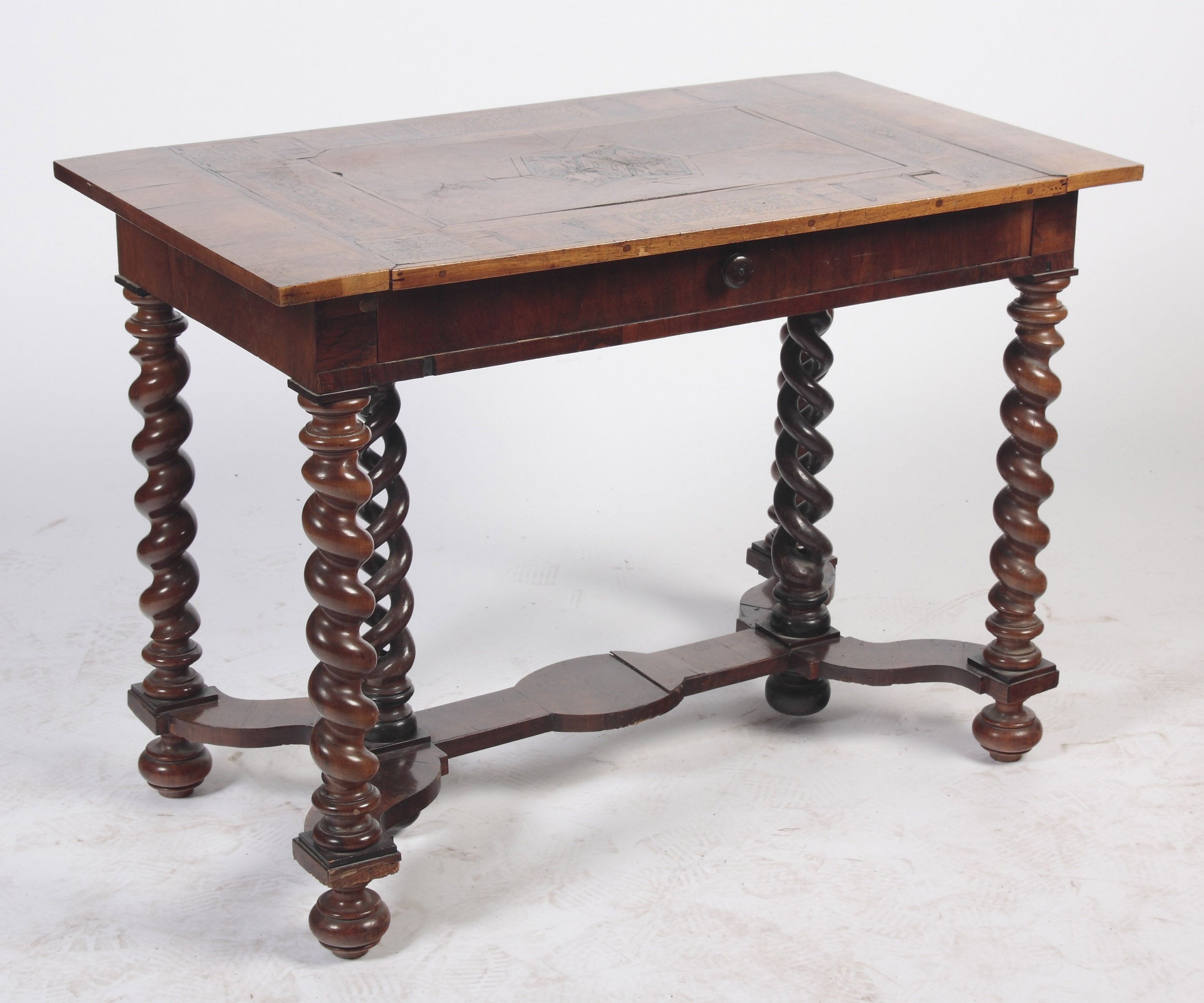 A William and Mary walnut and inlaid side table