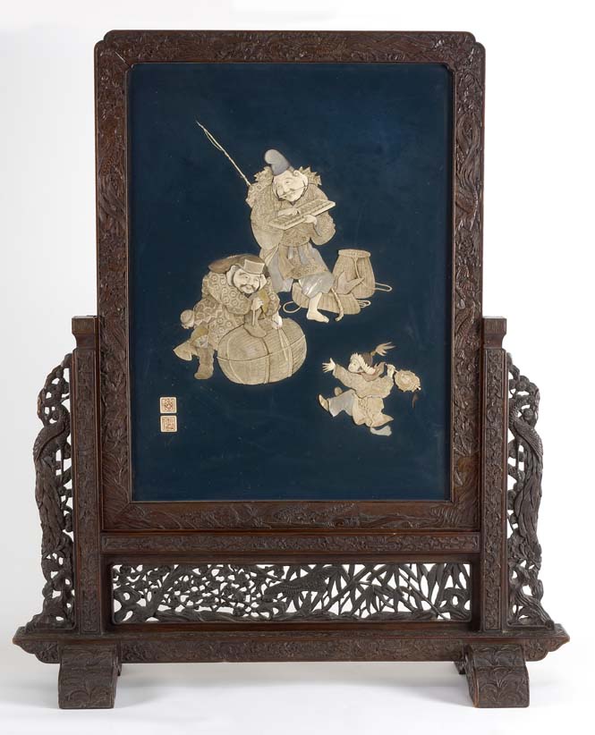 A Japanese shibyama screen, Meiji period