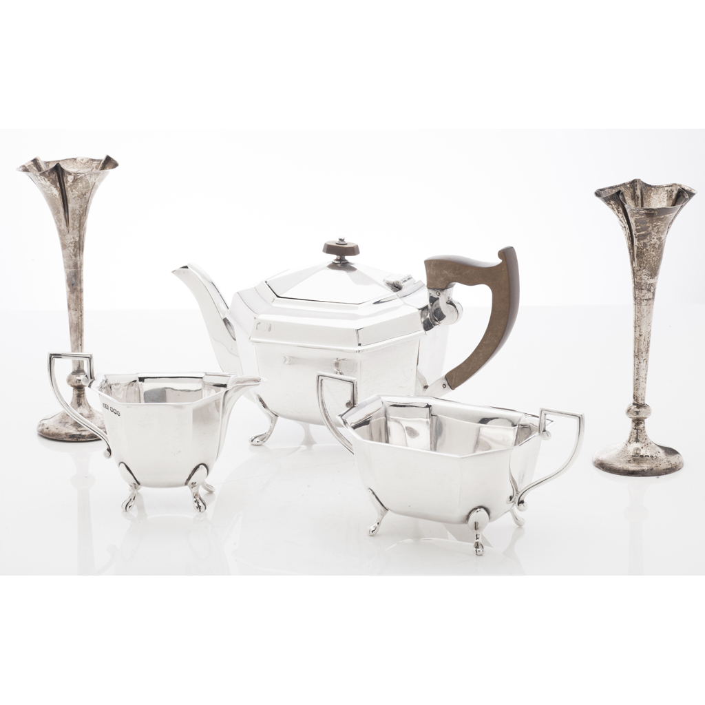 A modern three piece tea service