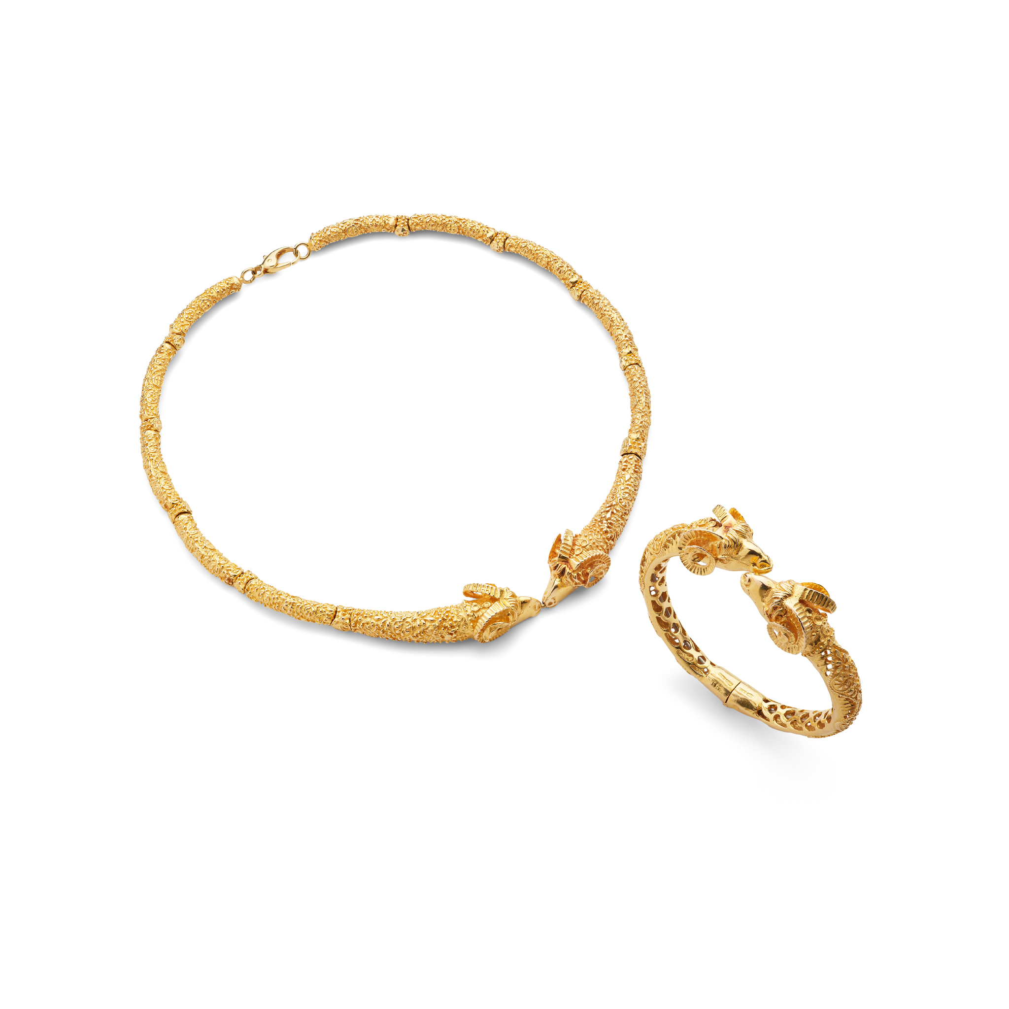 A 'Ram's Head' necklace and matching bangle