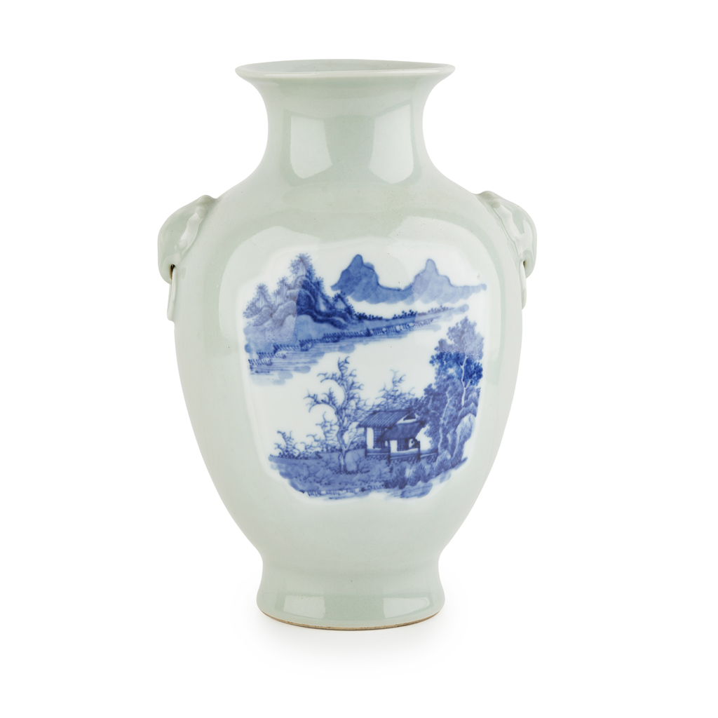 BLUE AND WHITE CELADON-GROUND VASE