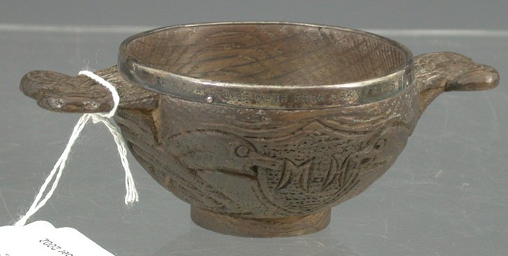 Nelson interest; A 19th century oak quaich