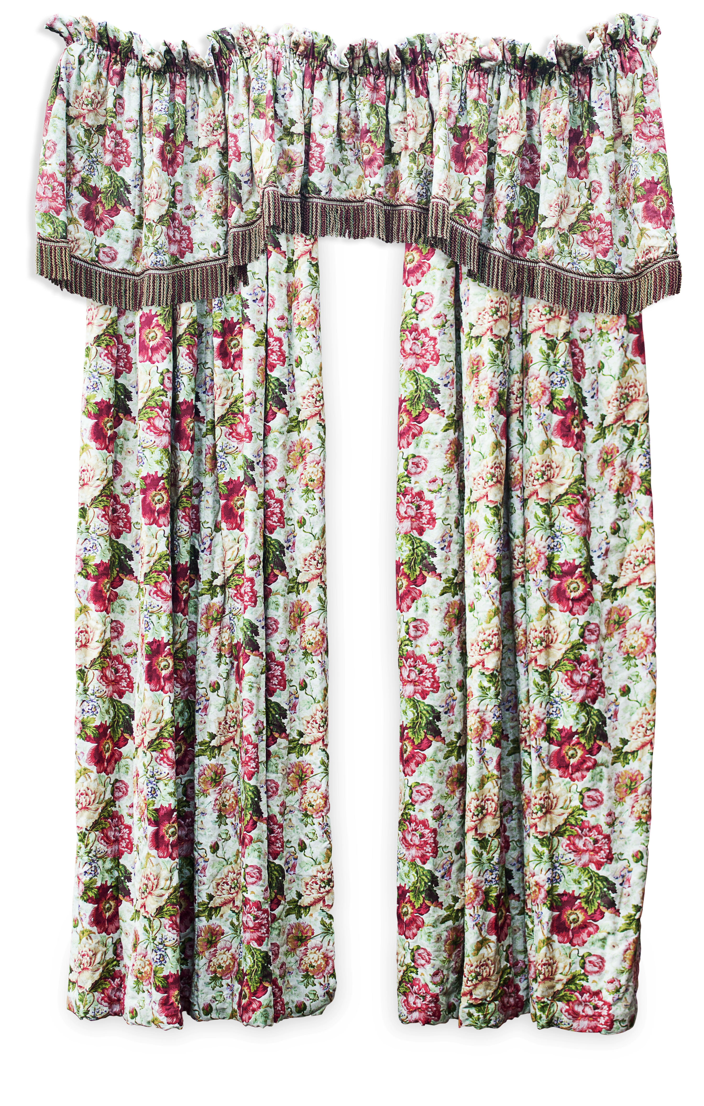 THREE PAIRS OF LINED AND INTERLINED CURTAINS AND PELMETS