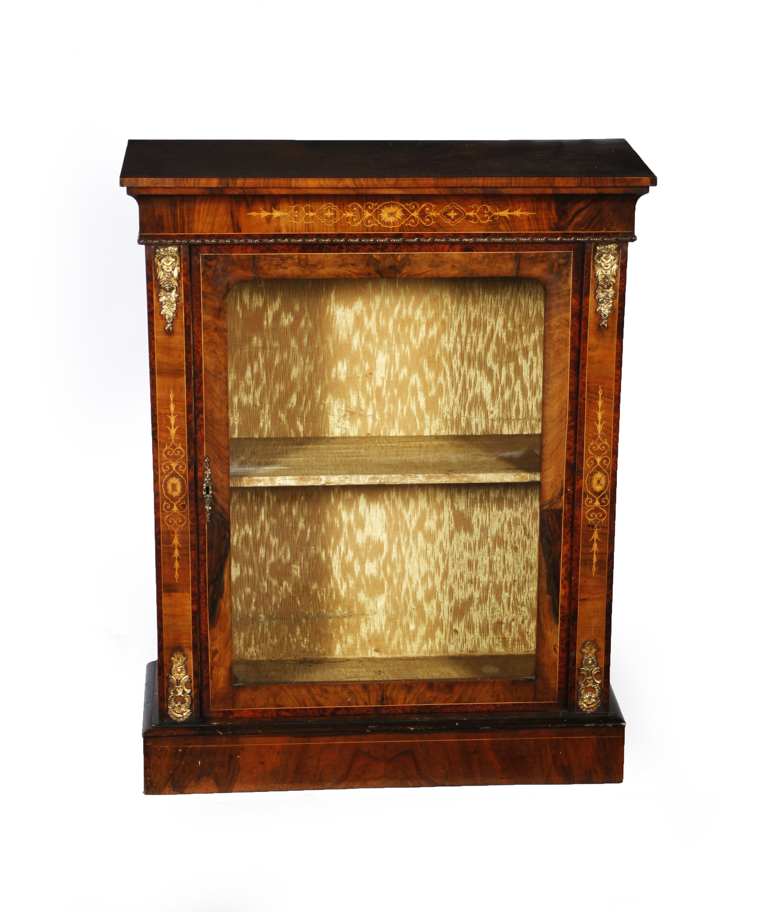 VICTORIAN WALNUT INLAID DISPLAY CABINET