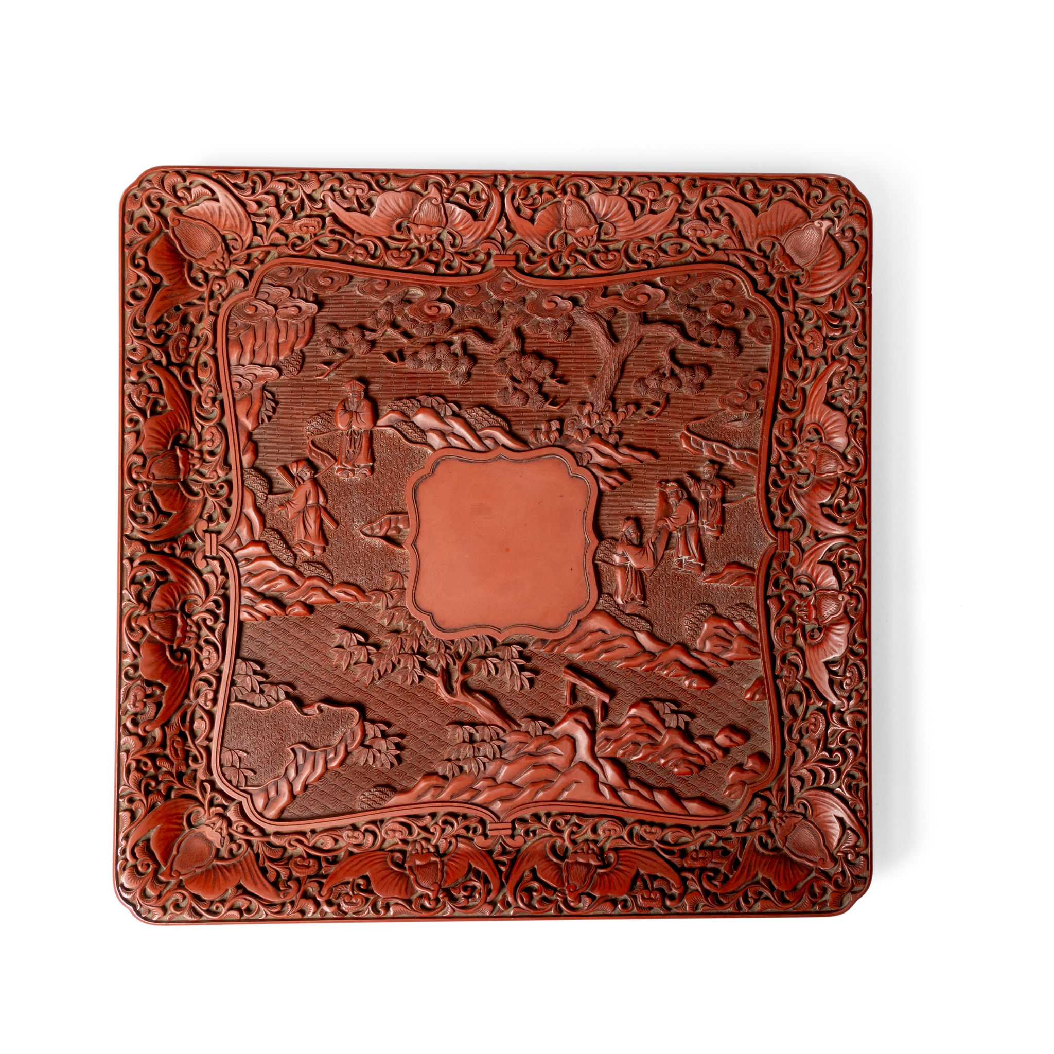 CINNABAR LACQUER SQUARE-SECTION TRAY
