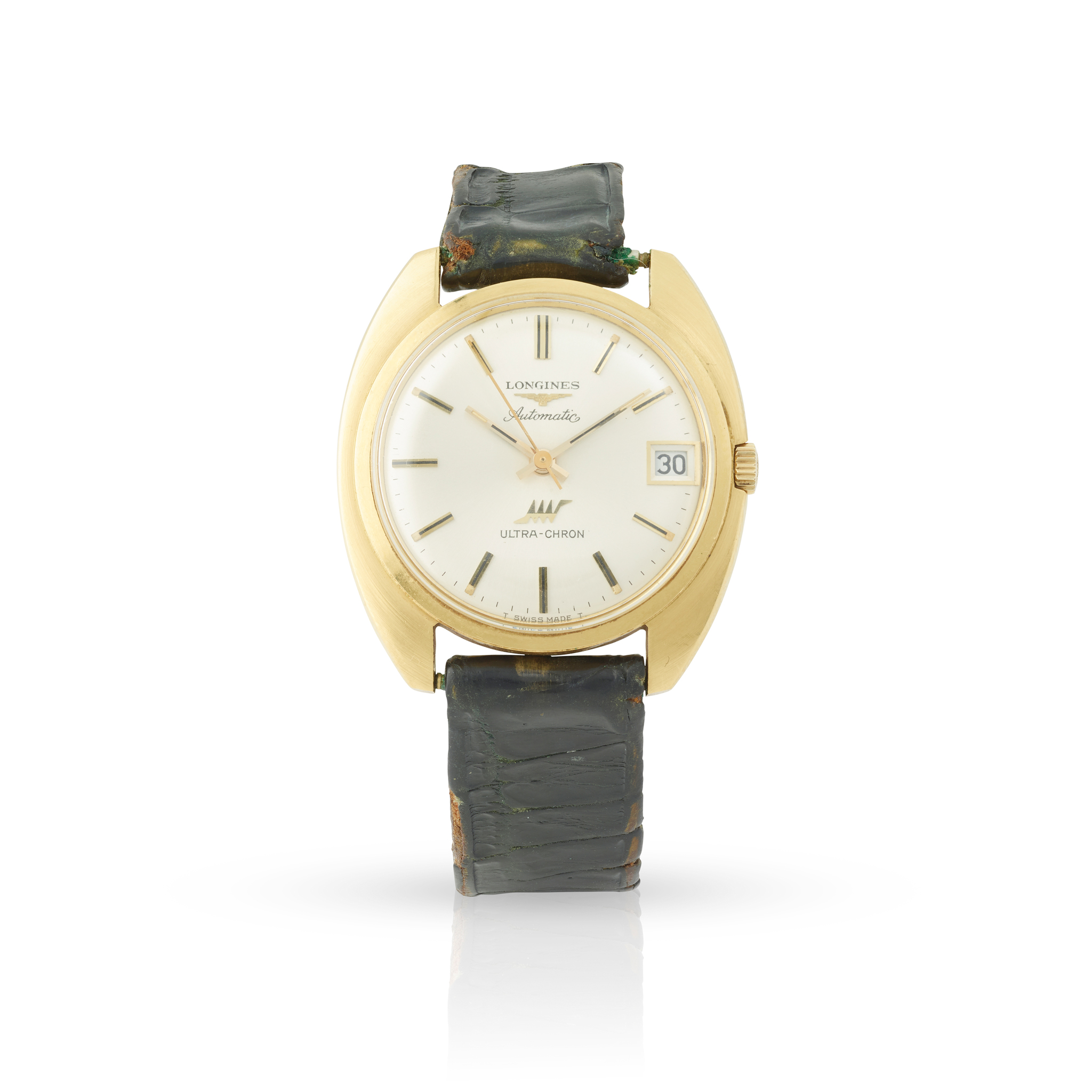 Longines. A fine 18k yellow gold tonneau shape self-winding wristwatch