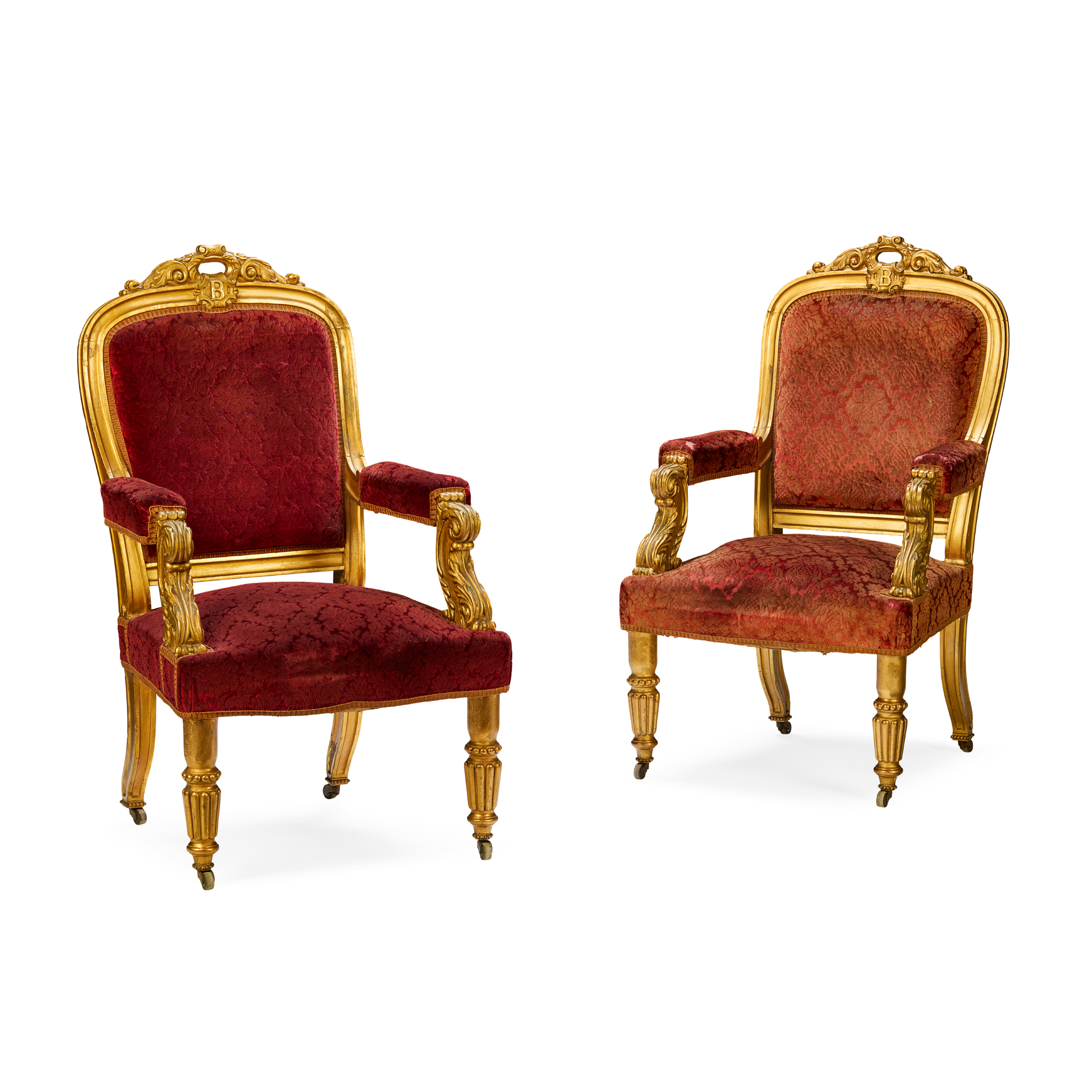 PAIR OF NAPOLEON III GILTWOOD ARMCHAIRS