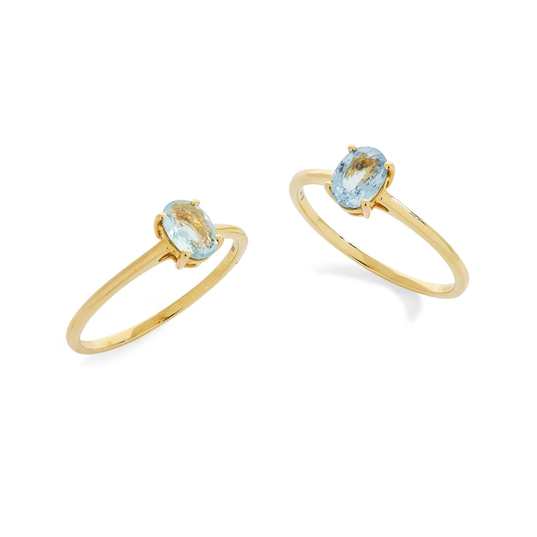 A pair of Paraiba tourmaline single-stone rings