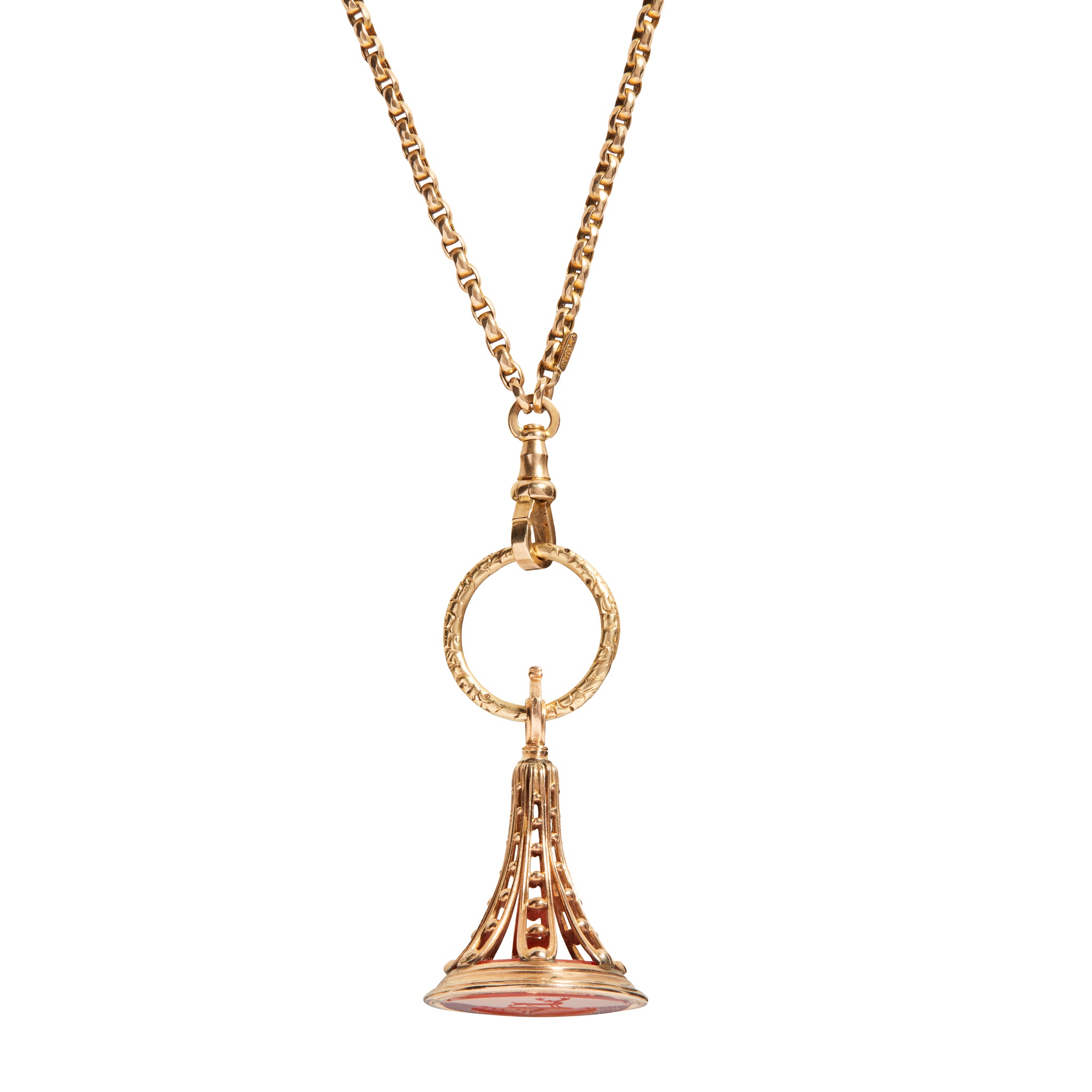 A hardstone fob and chain