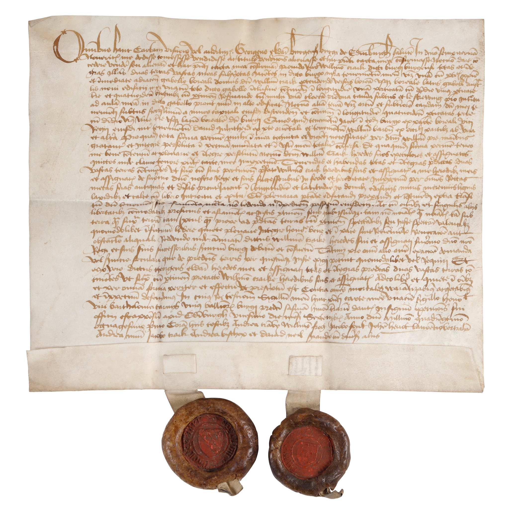 Edinburgh. Scarce medieval deed, dated at Edinburgh 20th September 1481