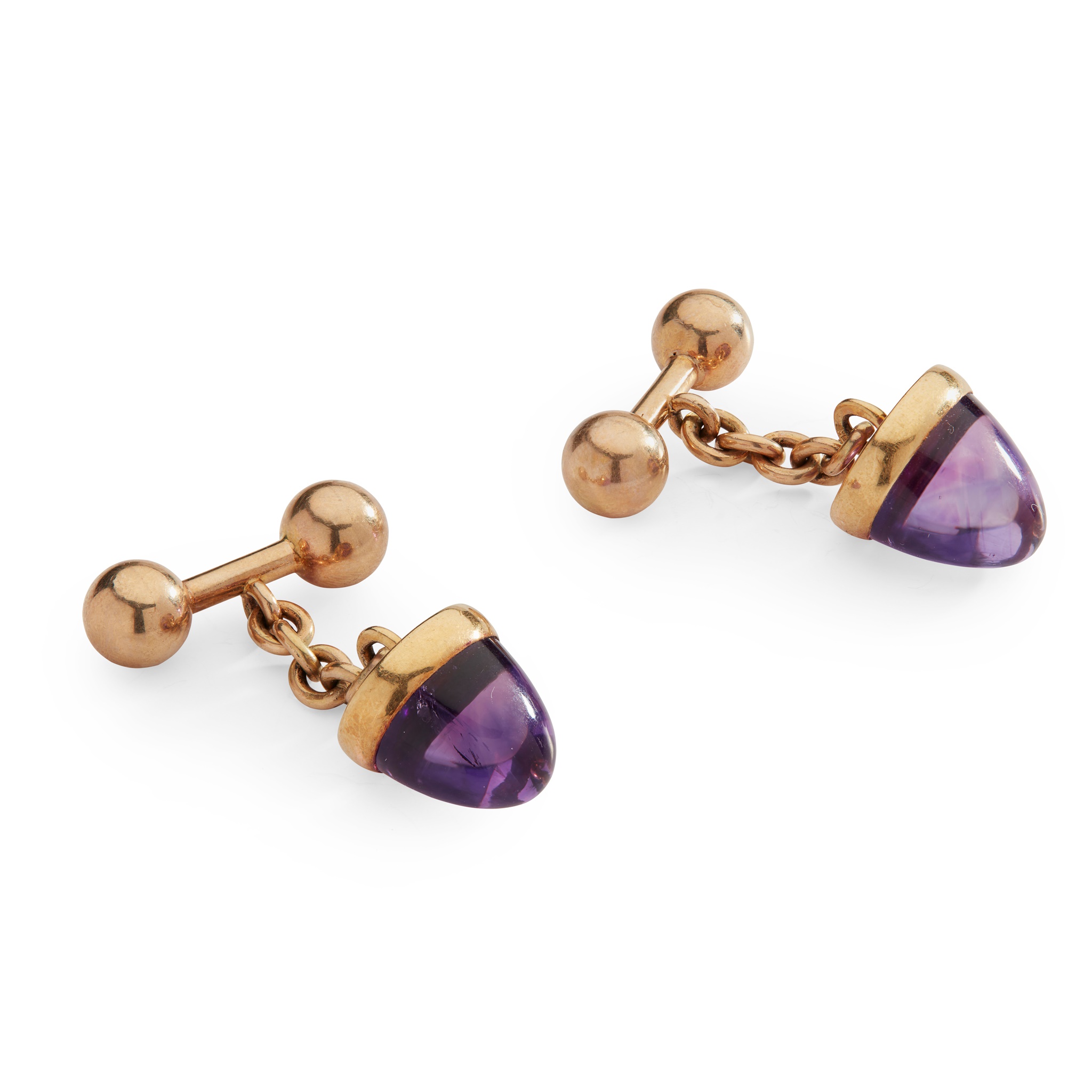 A pair of amethyst cufflinks