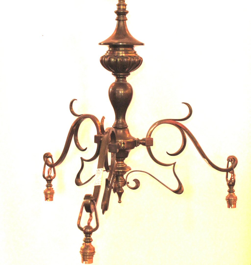 An Art Nouveau style three branch chandelier