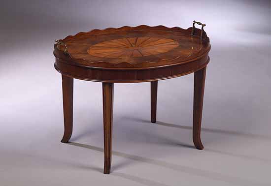 A George III mahogany and inlaid serving tray