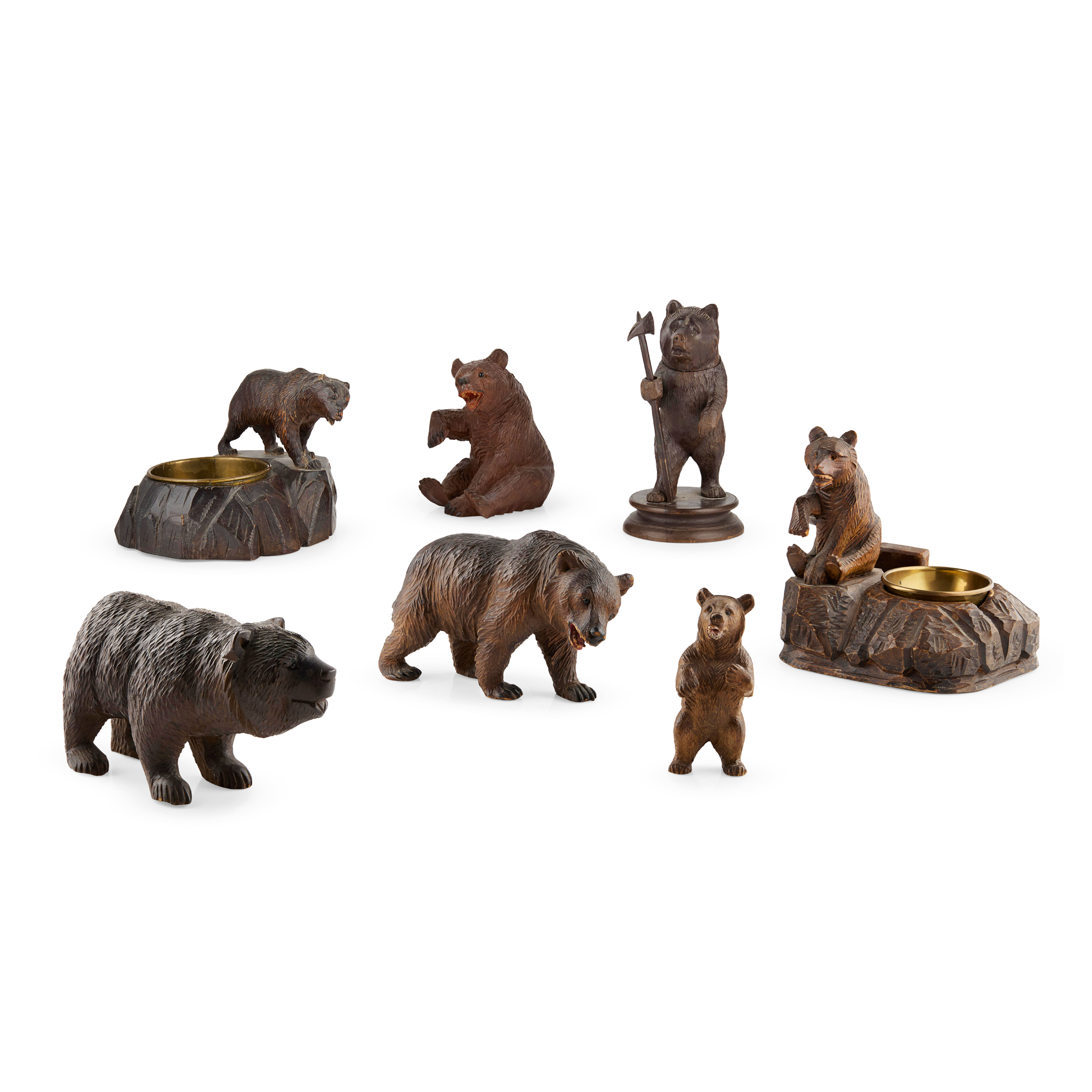GROUP OF BLACK FOREST CARVED BEARS