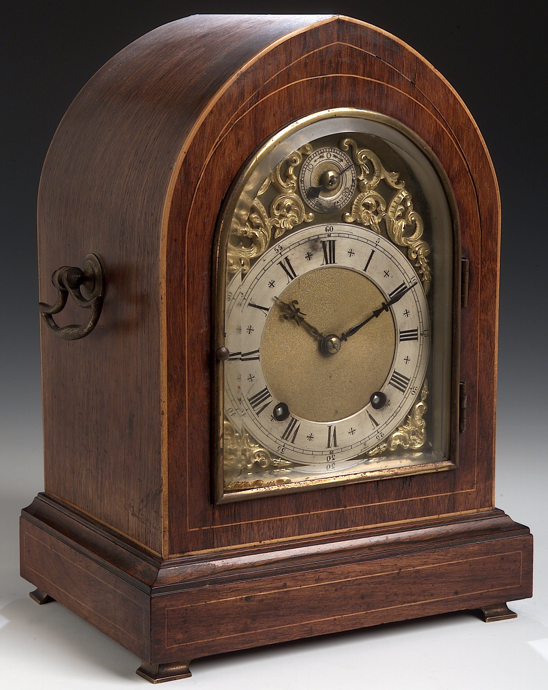 A late Victorian rosewood cased mantel clock