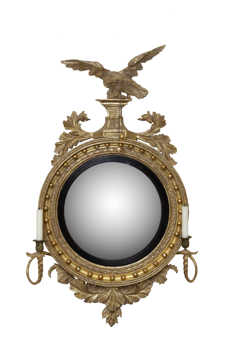 A Regency period giltwood convex wall mirror