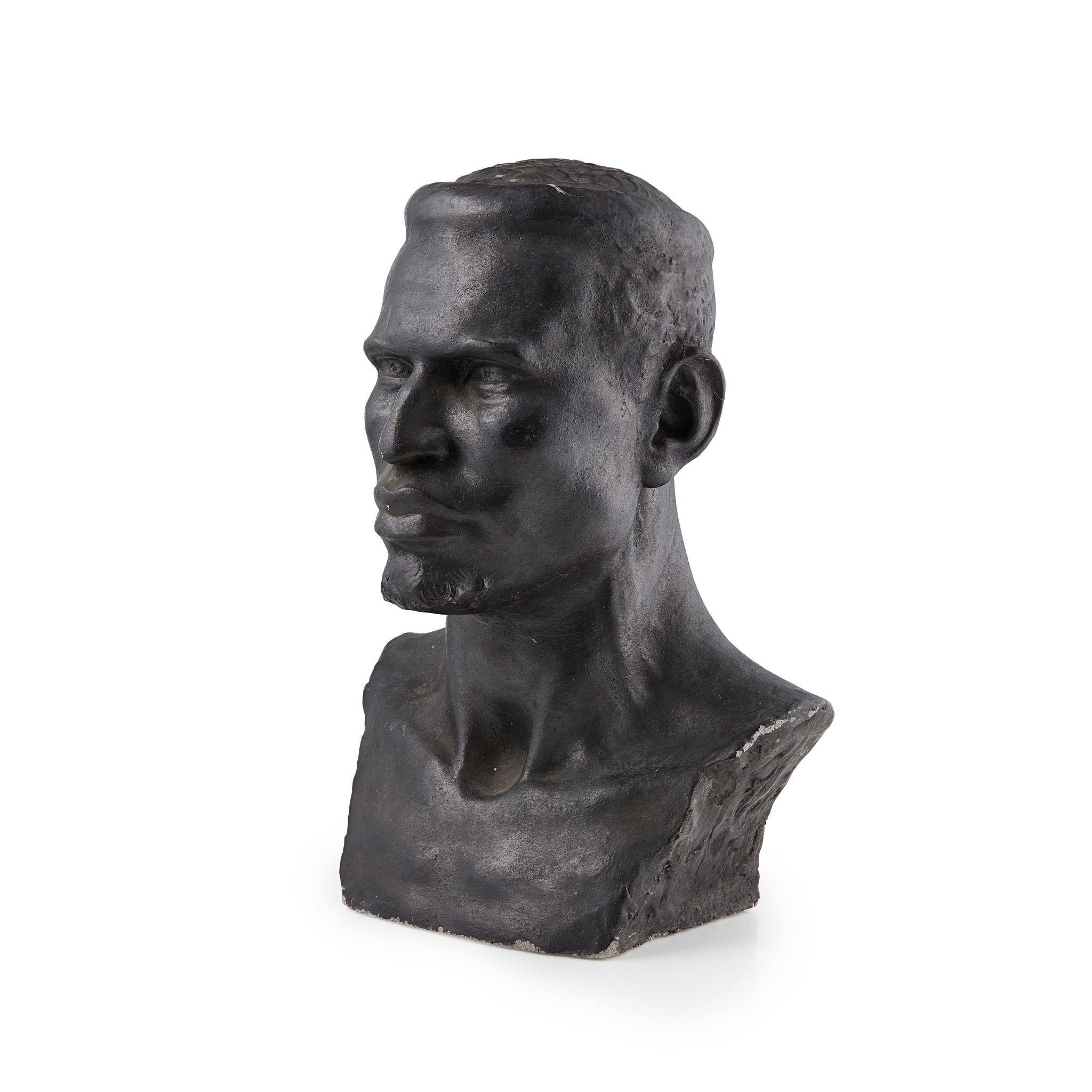 FRENCH SCHOOL, PLASTER BUST OF AN AFRICAN MAN