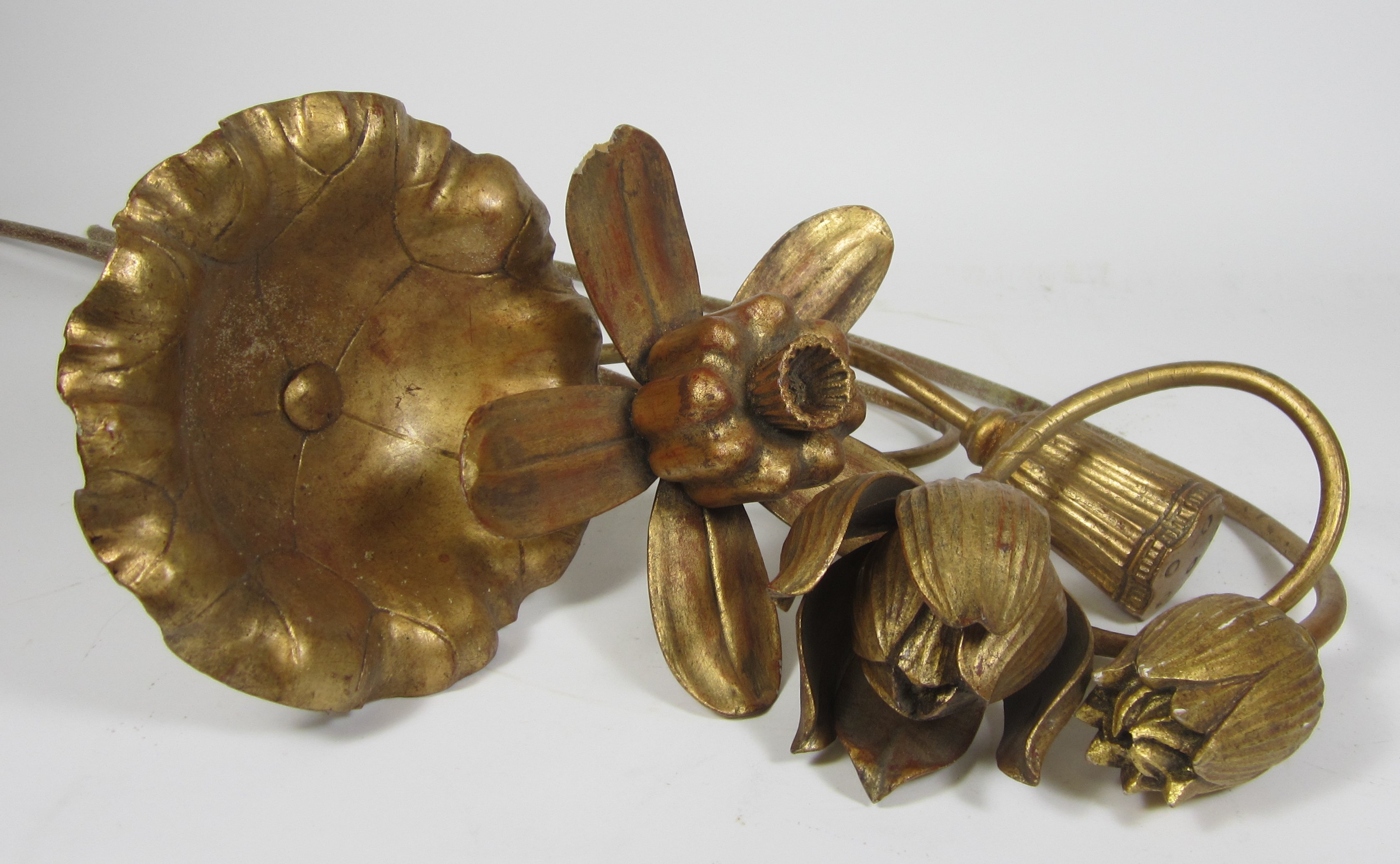COLLECTION OF CHINESE CARVED GILT WOOD FLOWERS