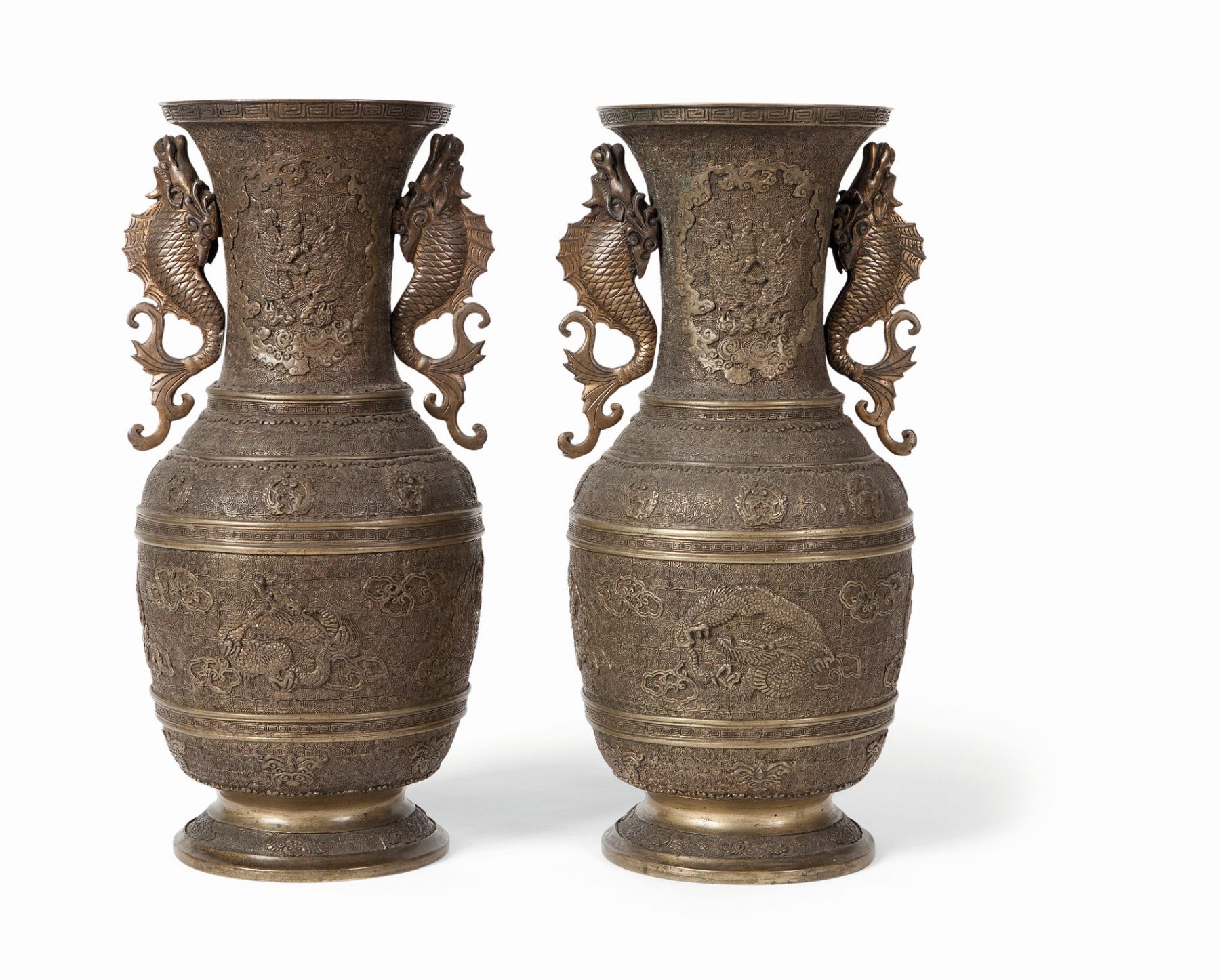 PAIR OF CHINESE BRONZE VASES