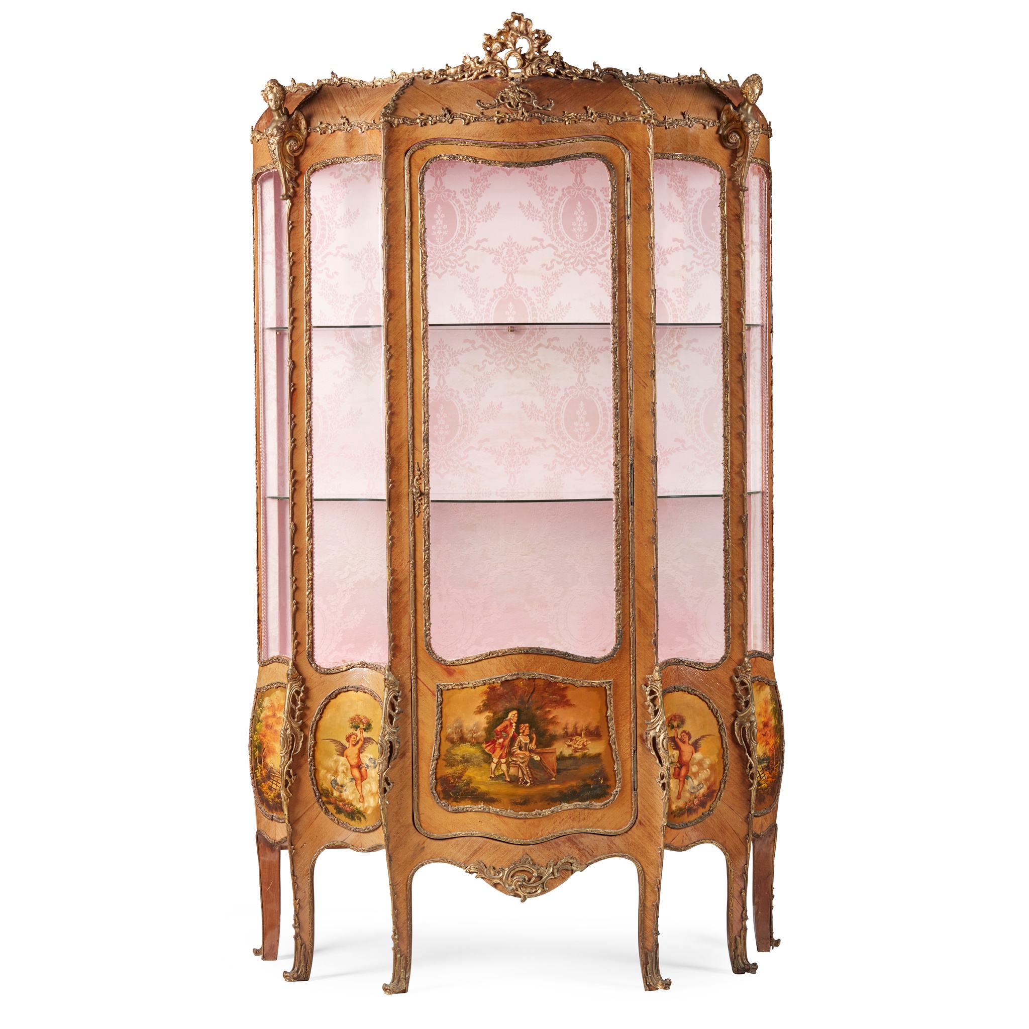 FRENCH KINGWOOD AND VERNIS MARTIN DISPLAY CABINET