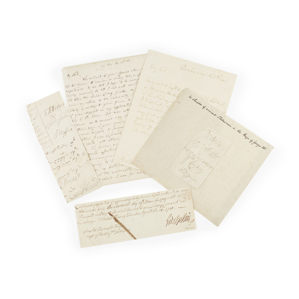 BRITISH PRIME MINISTERS AND STATESMEN, 18TH CENTURY, 13 MANUSCRIPTS, INCLUDING