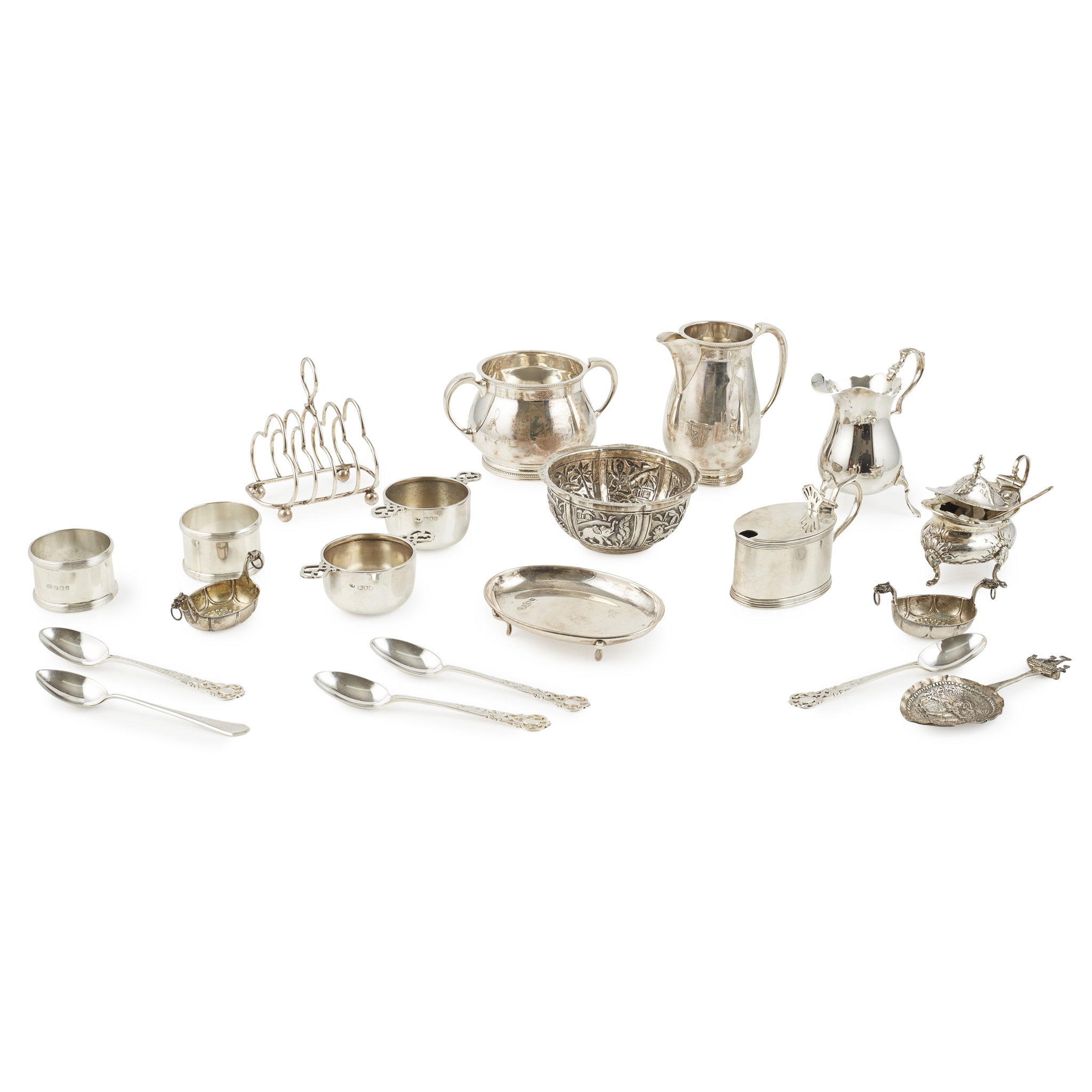 A collection of modern silver